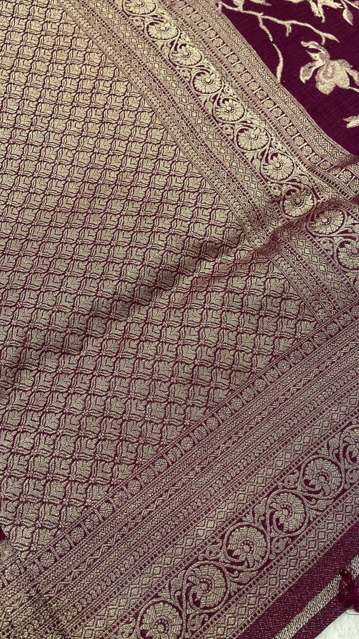 Premium Heritage Cotton Saree✨ (wine) - Kanjeevaram Silk Mandir