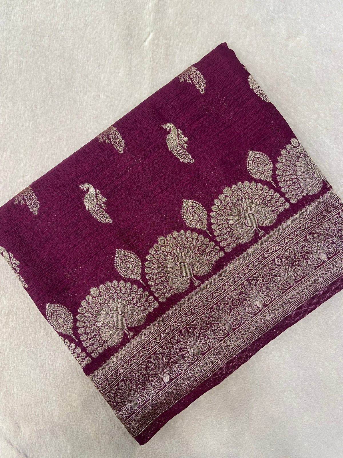 Premium Heritage Cotton Saree (wine) - Kanjeevaram Silk Mandir