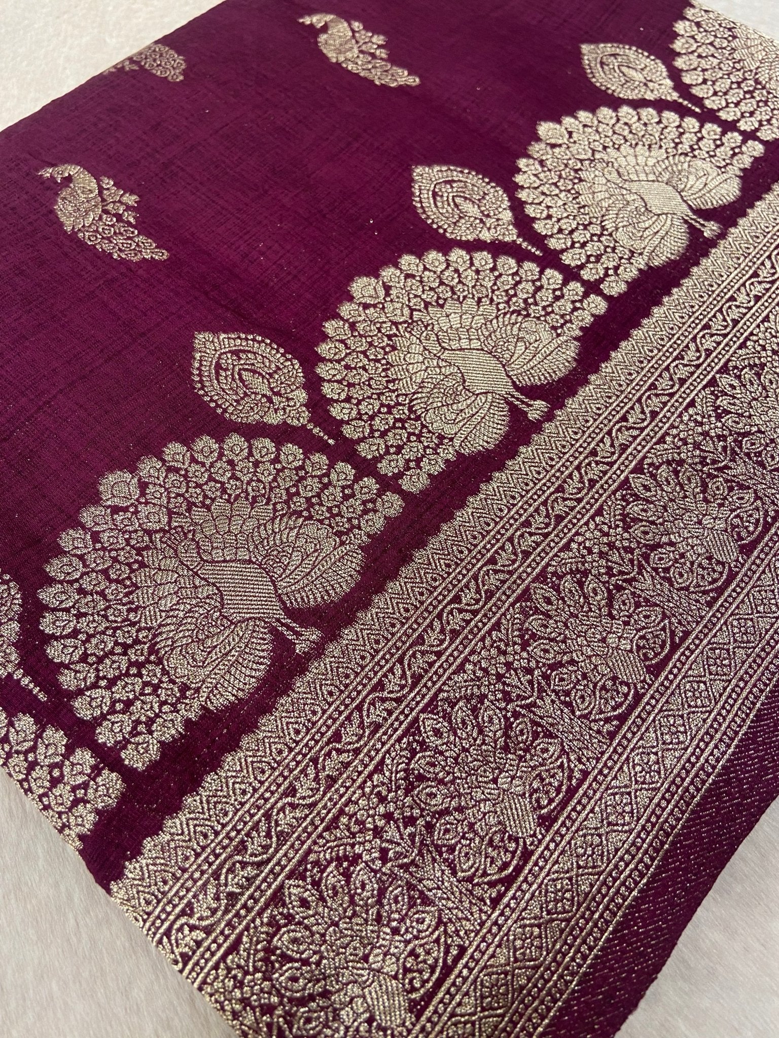 Premium Heritage Cotton Saree (wine) - Kanjeevaram Silk Mandir