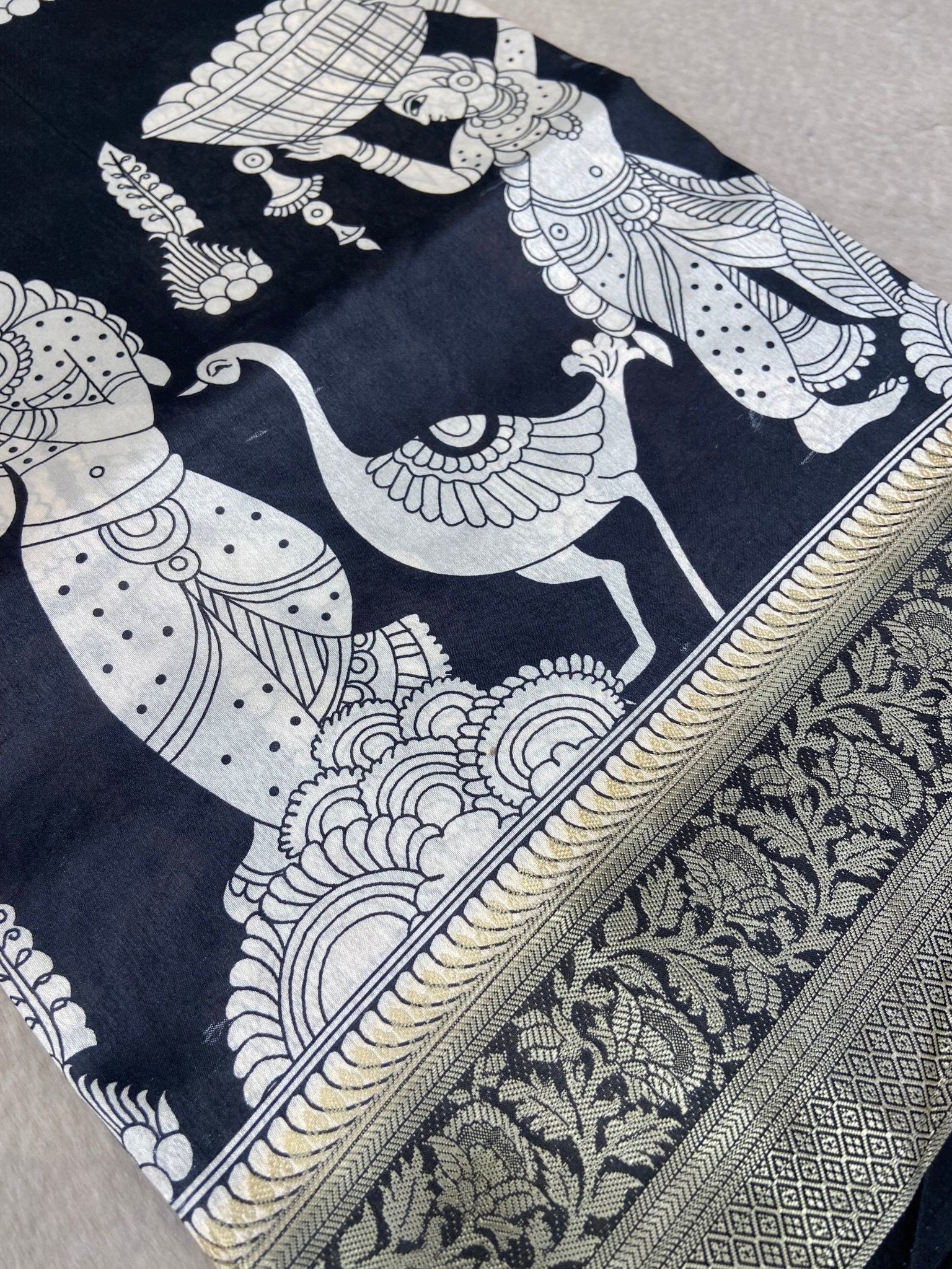 Premium Kalamkari Crepe Silk Saree - Kanjeevaram Silk Mandir