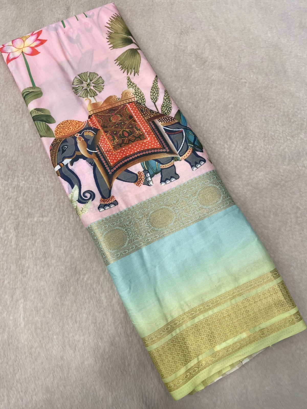 Premium Printed Semi Mysore Silk Saree - Kanjeevaram Silk Mandir