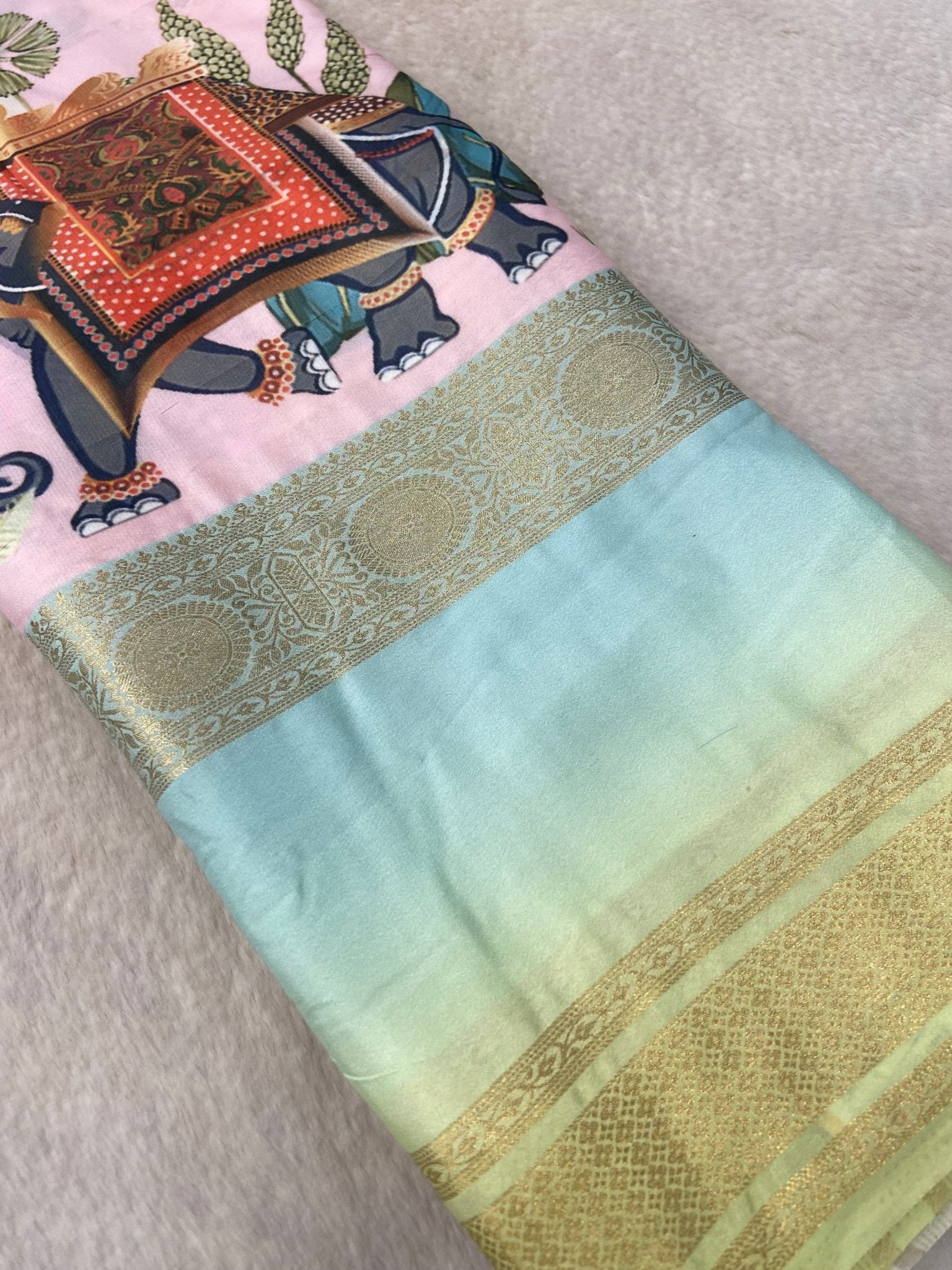 Premium Printed Semi Mysore Silk Saree - Kanjeevaram Silk Mandir