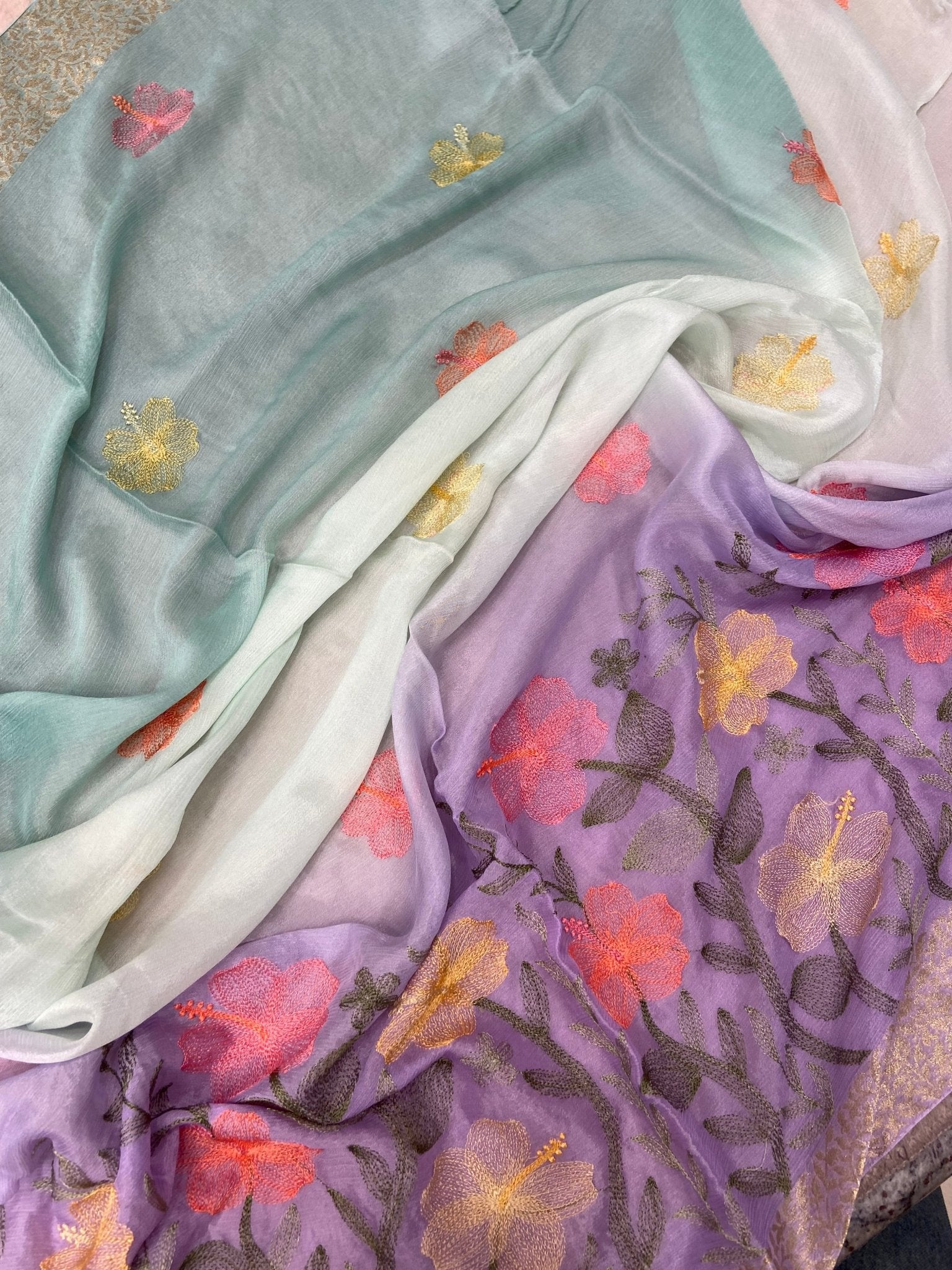 Premium Rinkal Chiffon Saree - Kanjeevaram Silk Mandir