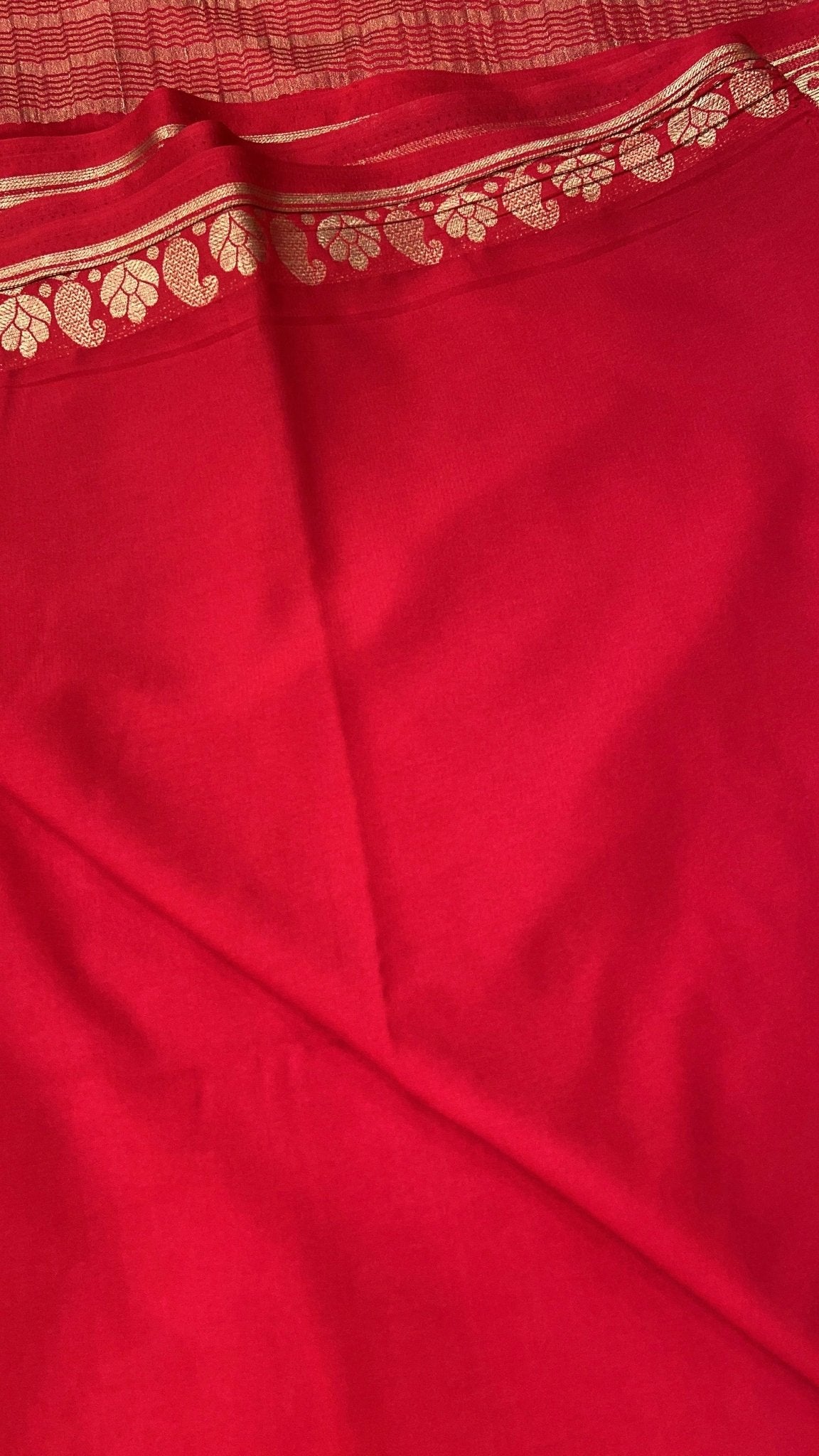 Premium semi crepe mysore silk saree with double blouse design - Kanjeevaram Silk Mandir
