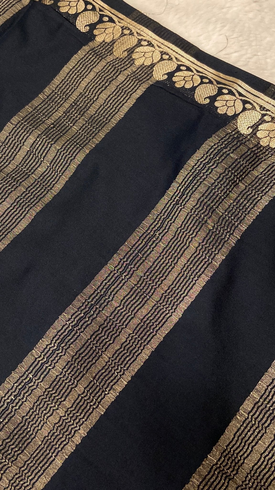 Premium semi crepe mysore silk saree with double blouse design - Kanjeevaram Silk Mandir