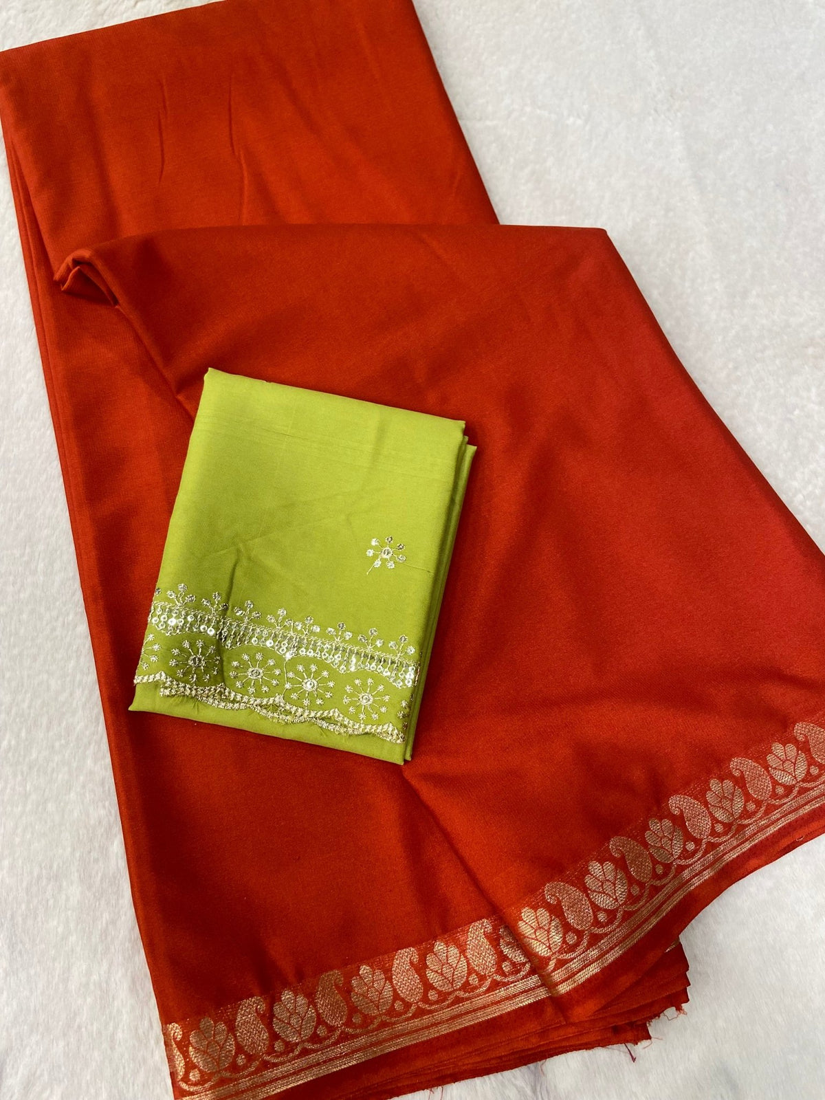 Premium semi crepe mysore silk saree with double blouse design🔥 - Kanjeevaram Silk Mandir