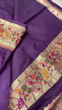 Premium Semi Crepe Silk Saree with Paithani Border 💜 - Kanjeevaram Silk Mandir