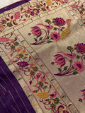 Premium Semi Crepe Silk Saree with Paithani Border 💜 - Kanjeevaram Silk Mandir
