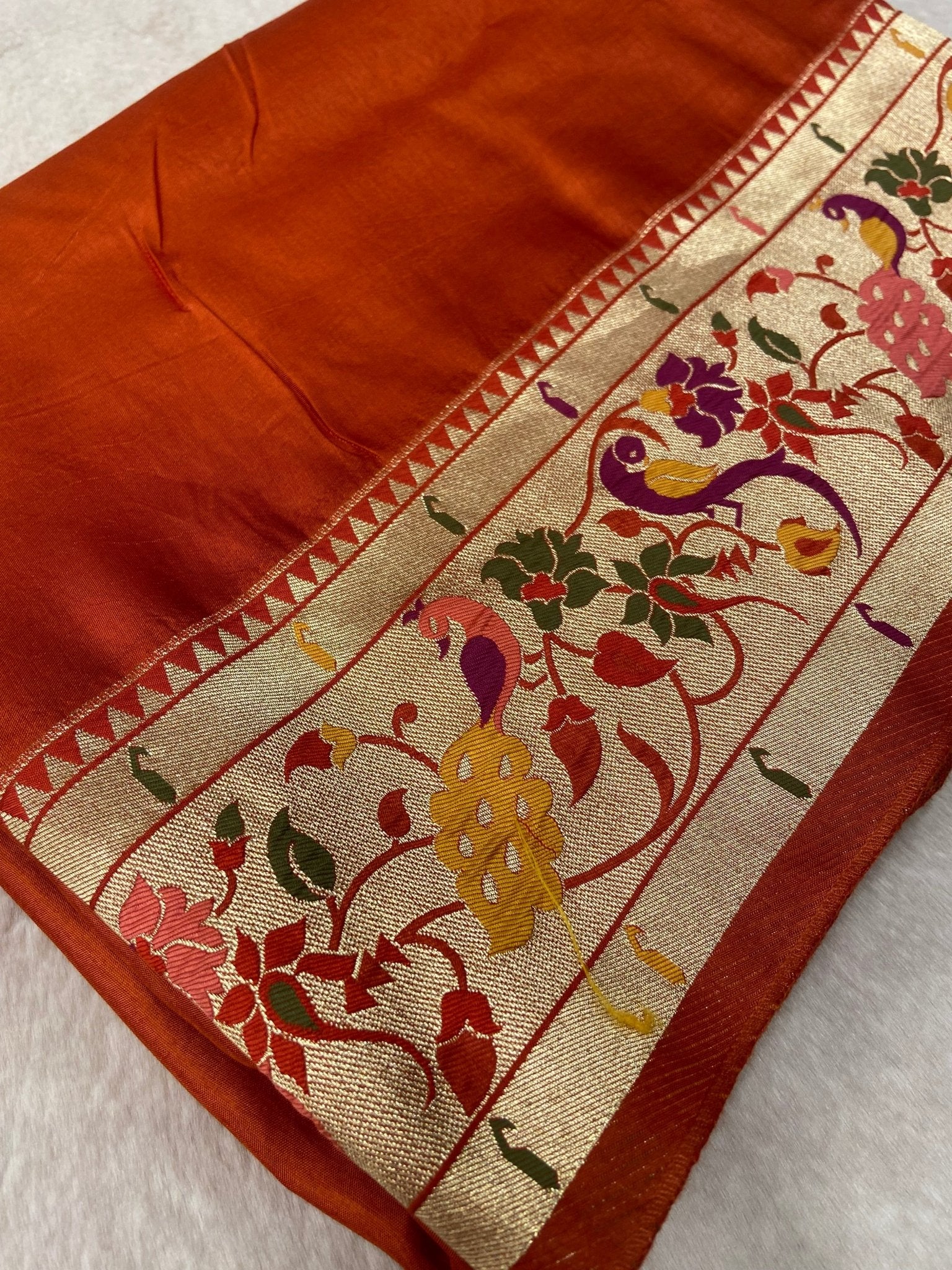 Premium Semi Crepe Silk Saree with Paithani Border🔥 - Kanjeevaram Silk Mandir