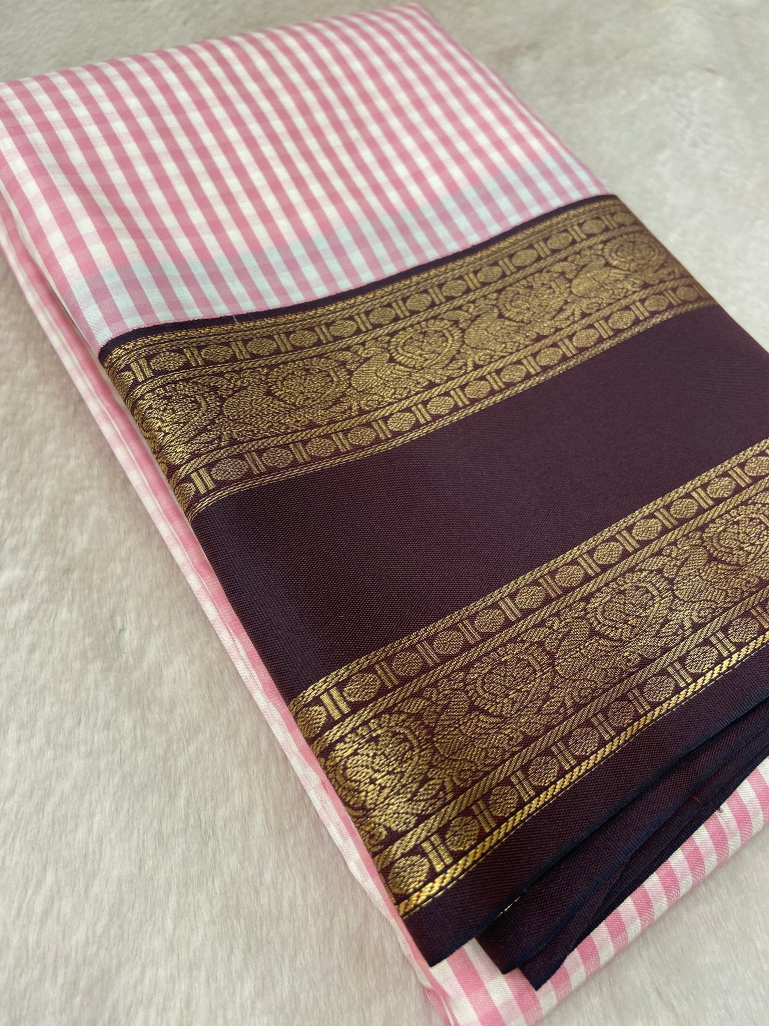 Premium Semi Kanchipuram Silk Saree In Grameen Checks Saree - Kanjeevaram Silk Mandir