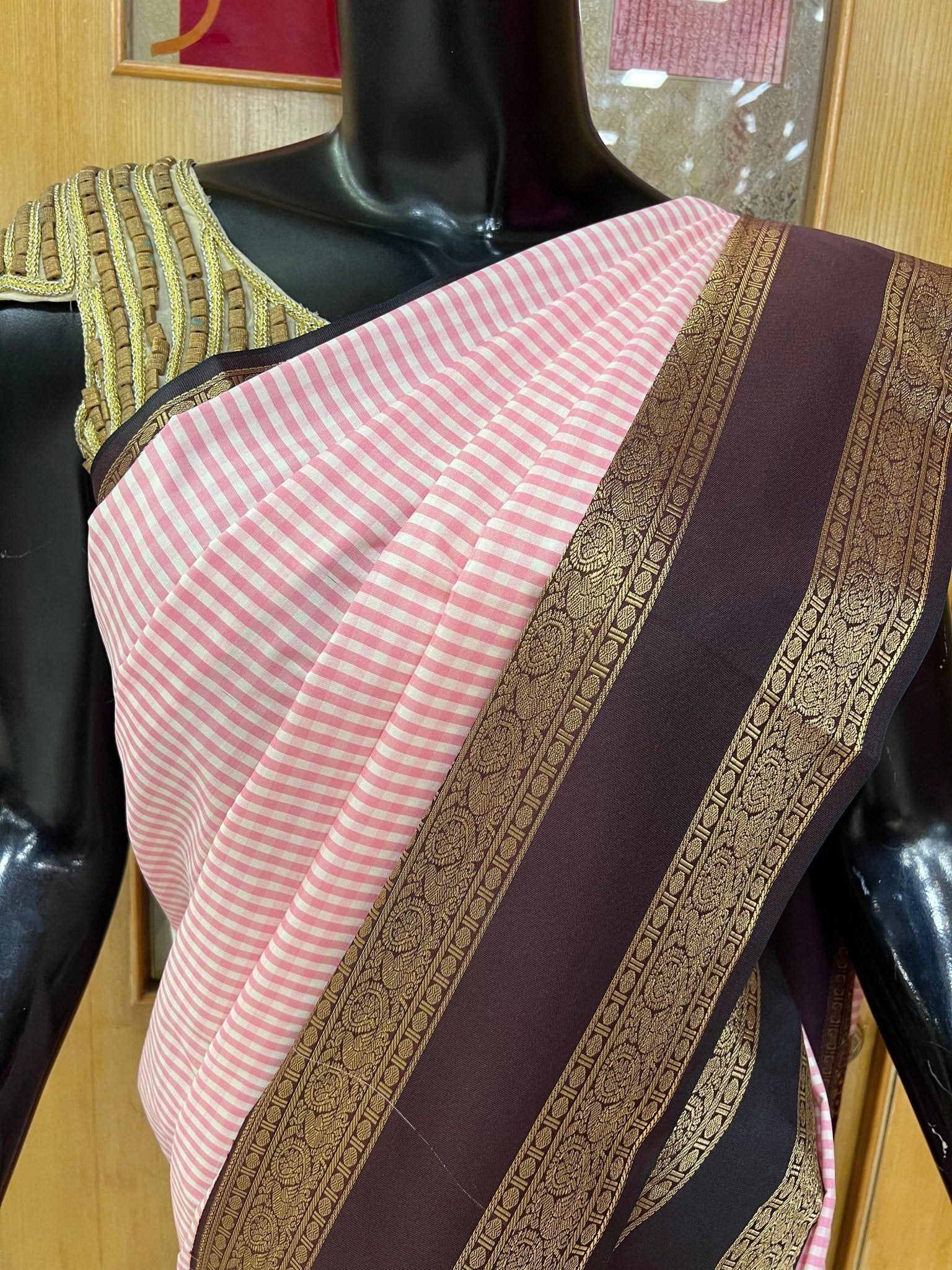 Premium Semi Kanchipuram Silk Saree In Grameen Checks Saree - Kanjeevaram Silk Mandir