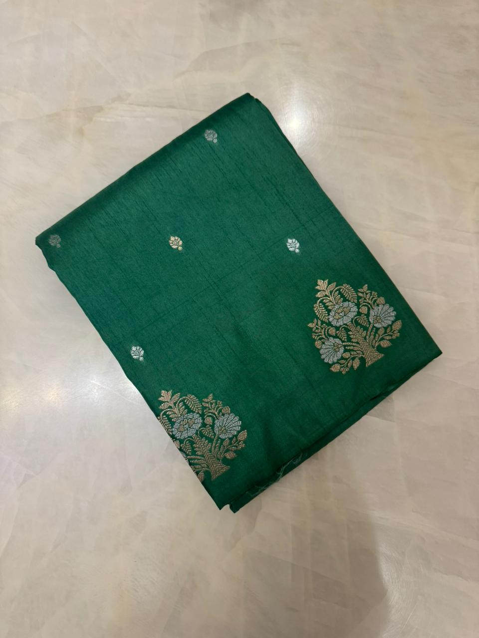 Premium semi Kanchipuram silk saree with satin border - Kanjeevaram Silk Mandir