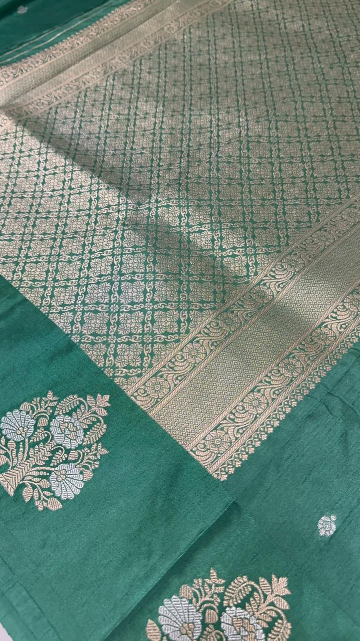 Premium semi Kanchipuram silk saree with satin border - Kanjeevaram Silk Mandir