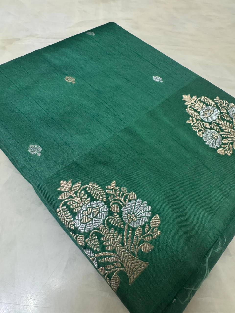 Premium semi Kanchipuram silk saree with satin border - Kanjeevaram Silk Mandir