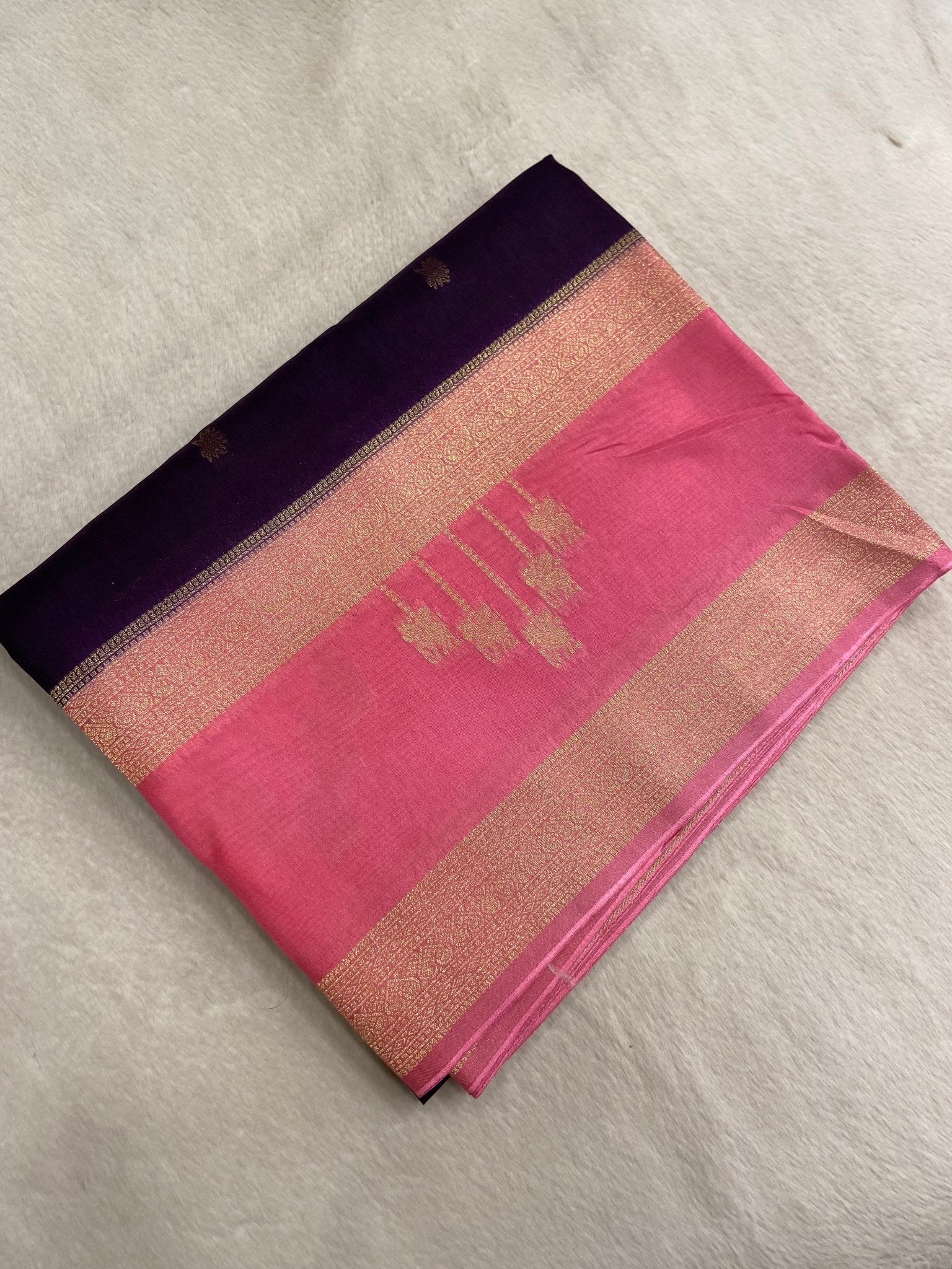 Premium Semi Kolkata Crepe Silk Saree - Kanjeevaram Silk Mandir