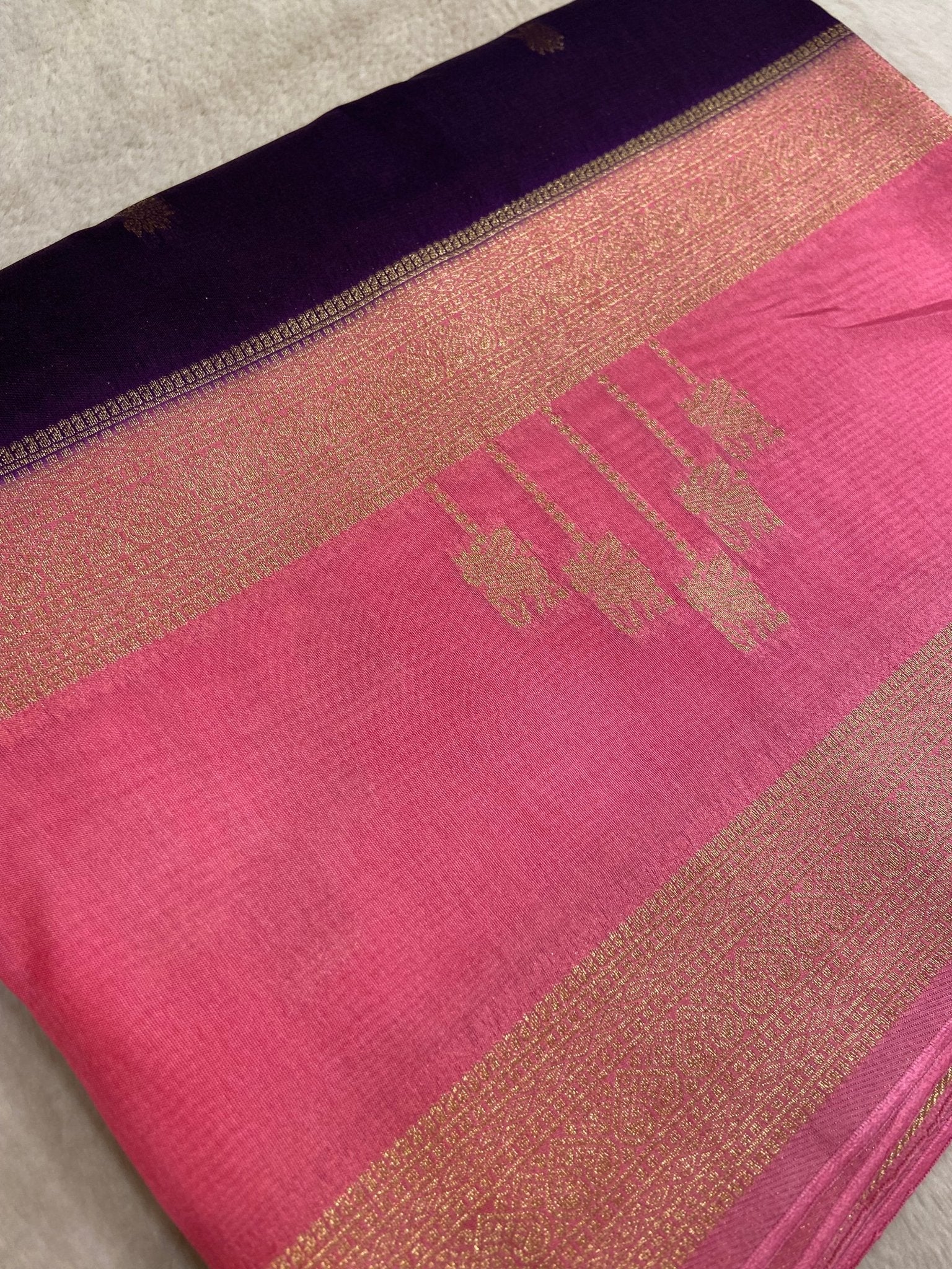 Premium Semi Kolkata Crepe Silk Saree - Kanjeevaram Silk Mandir