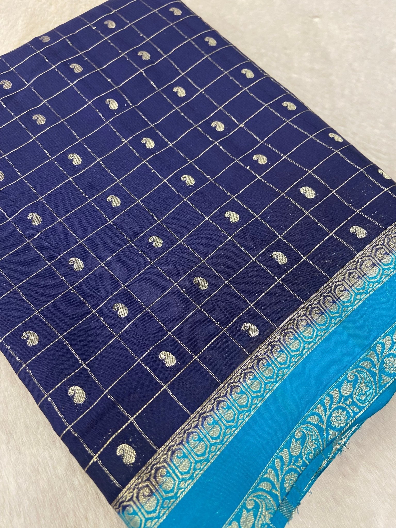 Premium Semi Mysore Crepe Silk Saree - Kanjeevaram Silk Mandir