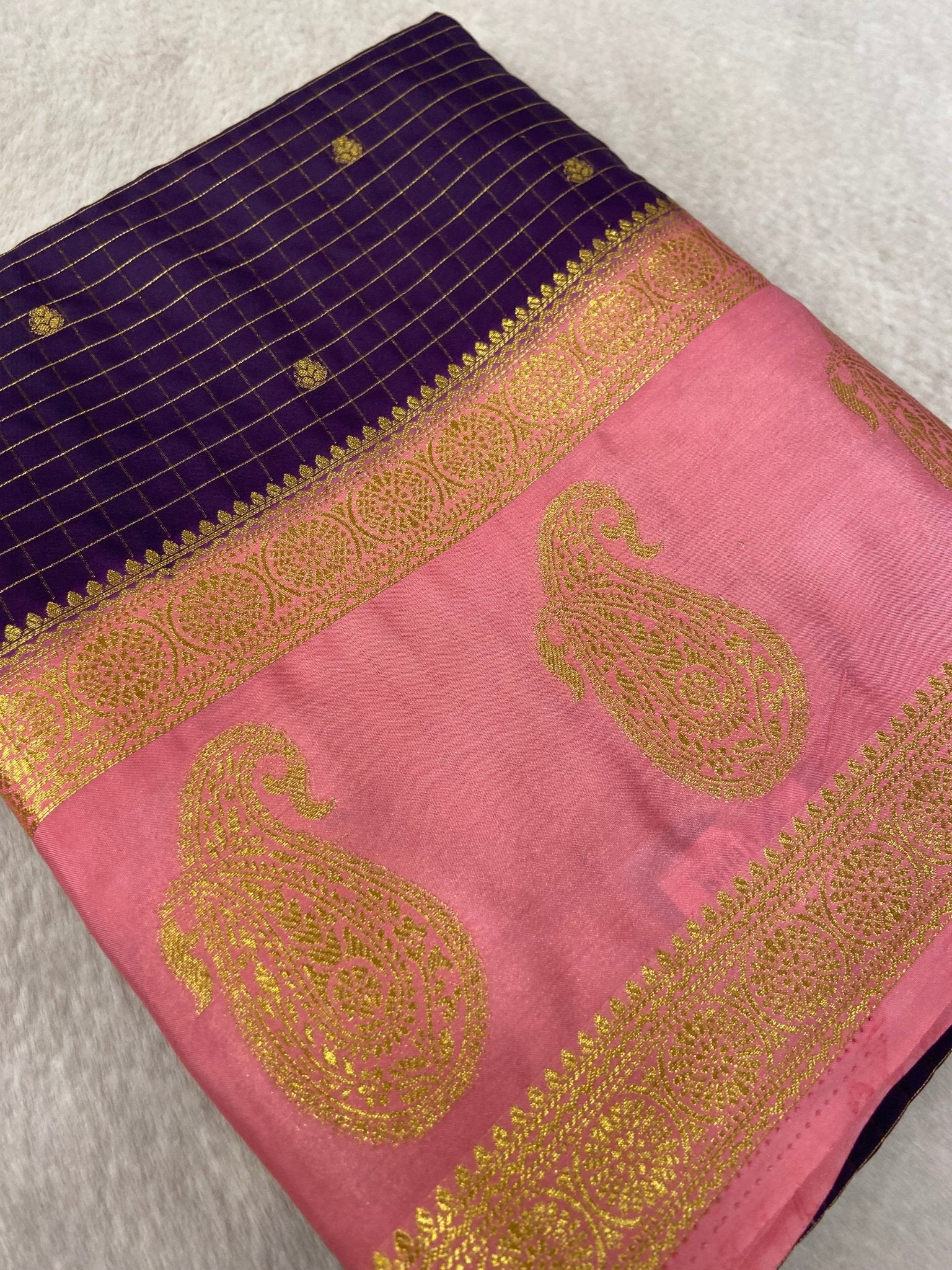 Premium Semi Mysore Crepe Silk Saree💜 - Kanjeevaram Silk Mandir