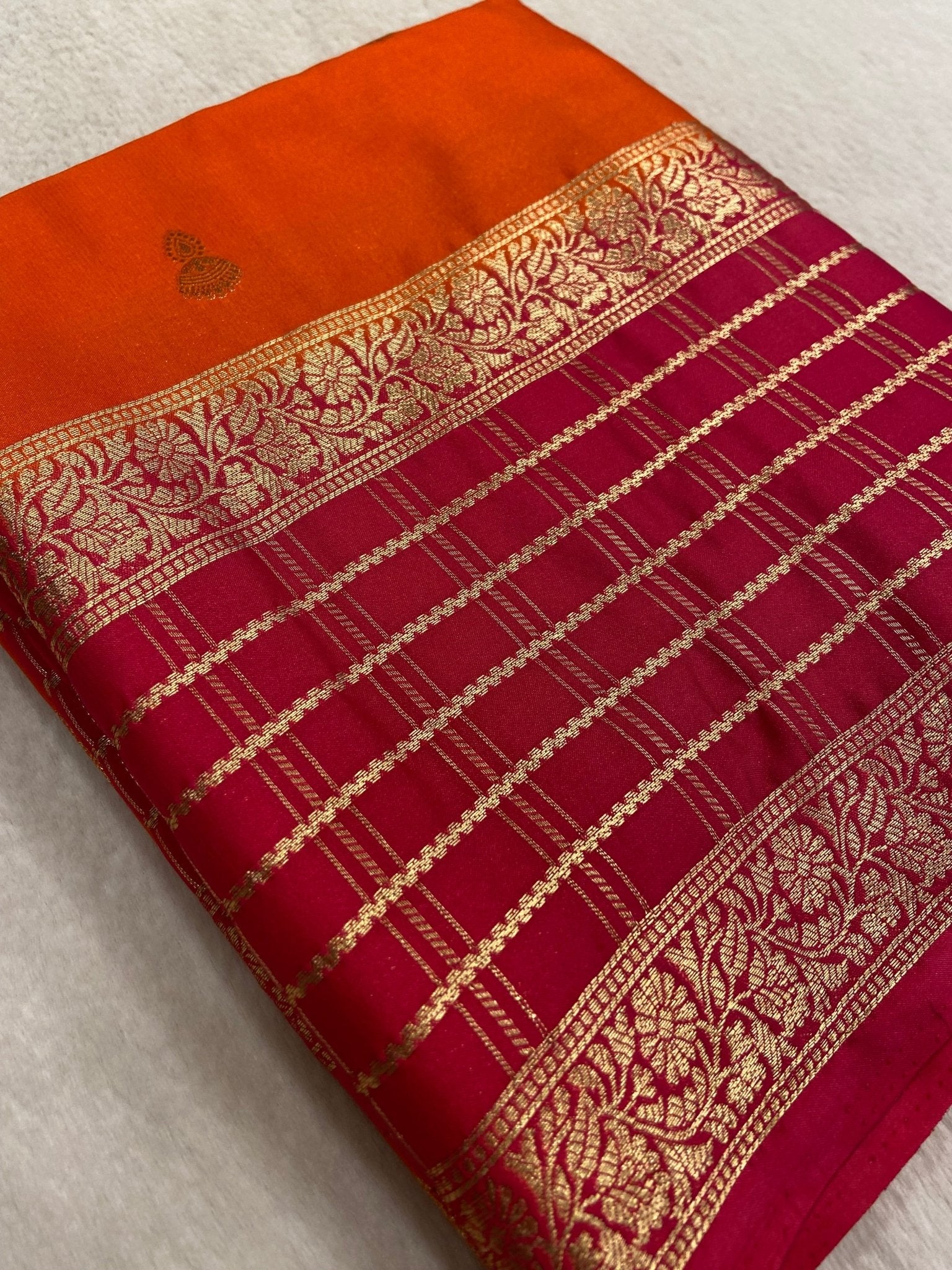Premium Semi Mysore Crepe Silk Saree - Kanjeevaram Silk Mandir