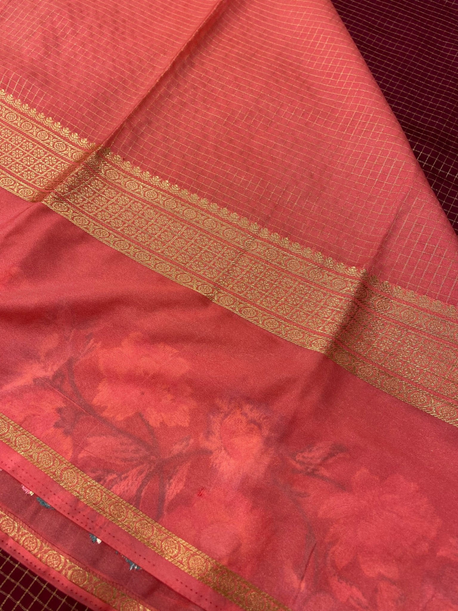 Premium Semi Mysore Silk Saree With Embroidery Border - Kanjeevaram Silk Mandir