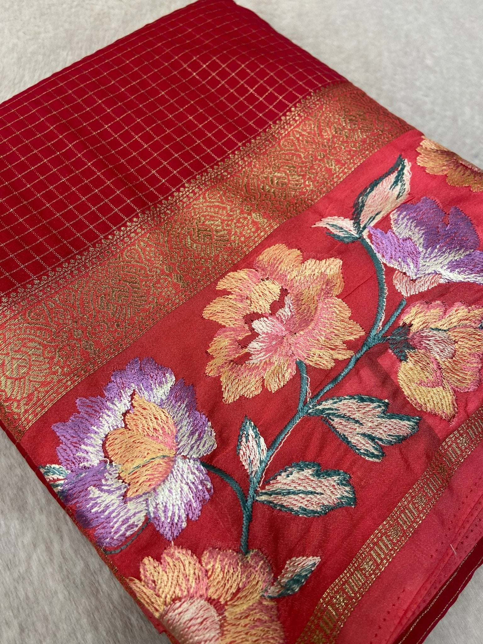 Premium Semi Mysore Silk Saree With Embroidery Border💗 - Kanjeevaram Silk Mandir