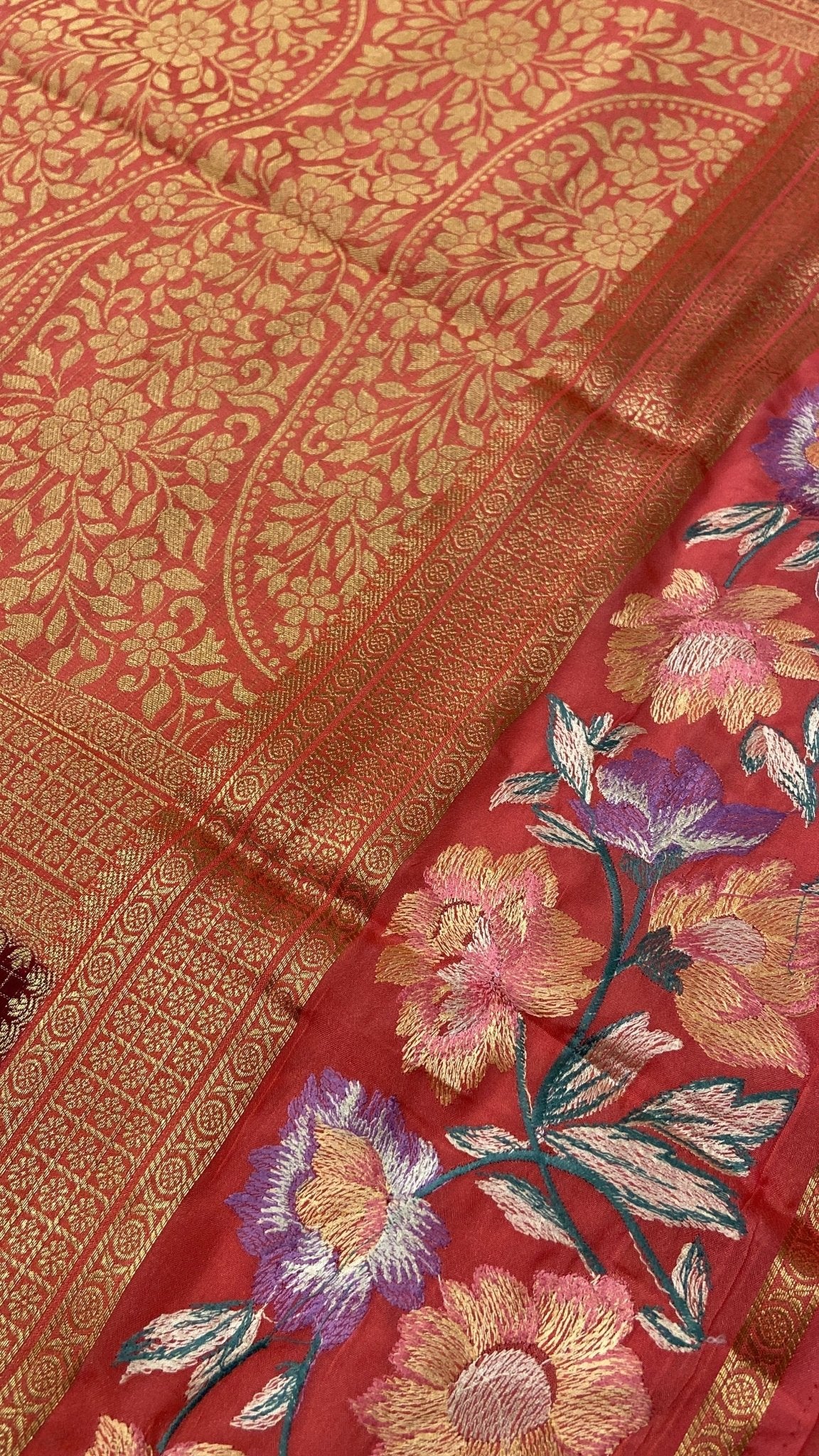 Premium Semi Mysore Silk Saree With Embroidery Border - Kanjeevaram Silk Mandir