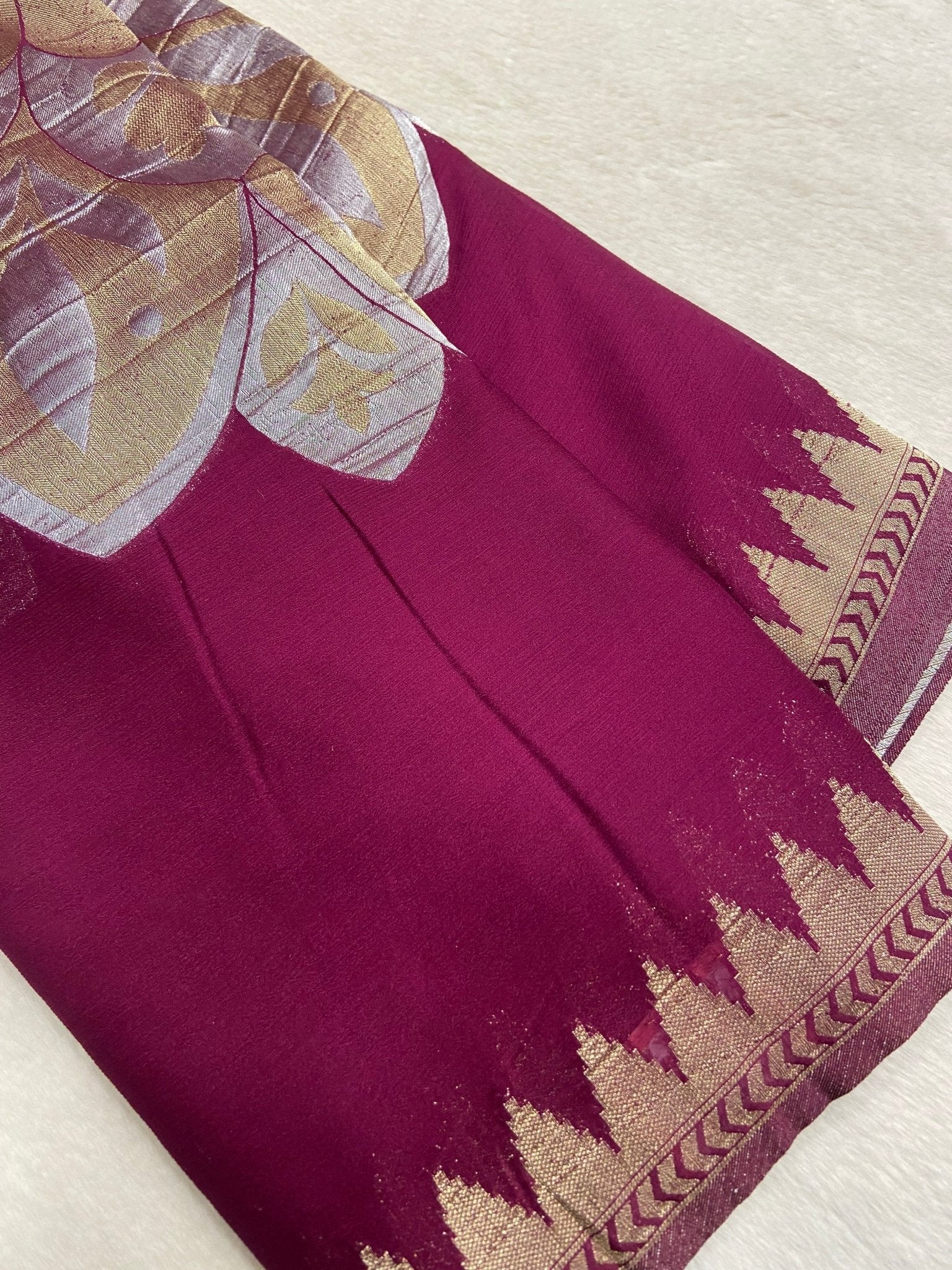 Premium Soft Chiffon Georgette Saree - Kanjeevaram Silk Mandir