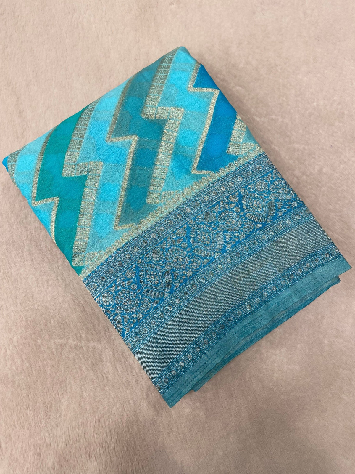 Premium Soft Georgette Saree🩵 - Kanjeevaram Silk Mandir