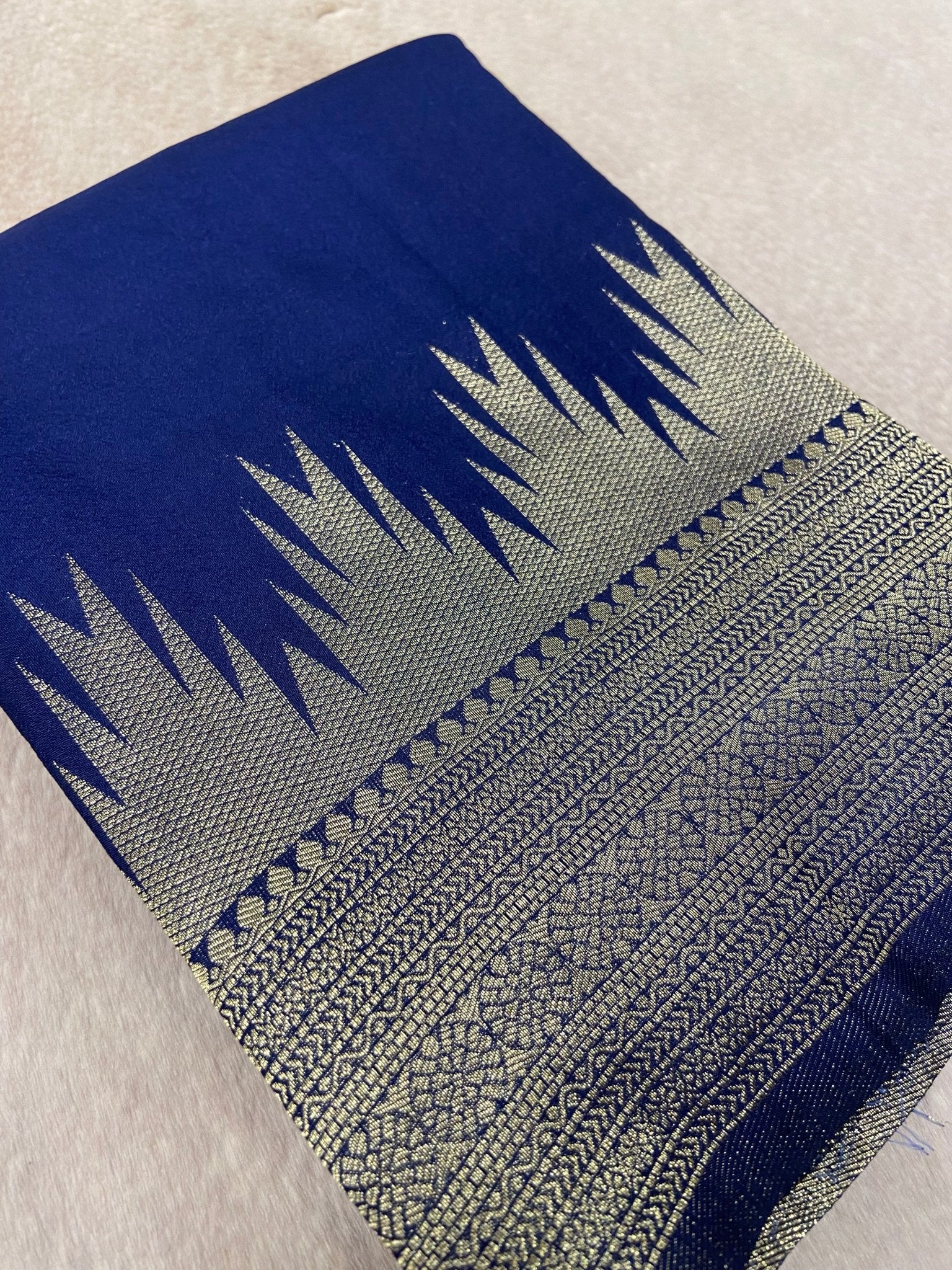 Premium Soft Georgette Saree(dark blue) - Kanjeevaram Silk Mandir