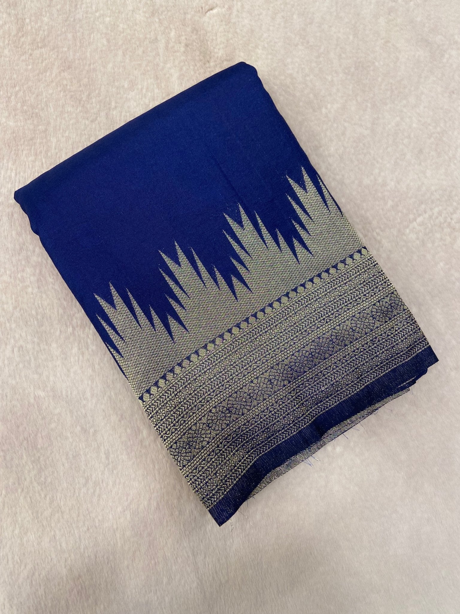 Premium Soft Georgette Saree(dark blue) - Kanjeevaram Silk Mandir