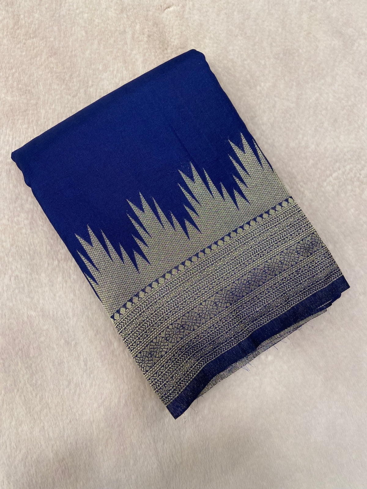 Premium Soft Georgette Saree(dark blue) - Kanjeevaram Silk Mandir