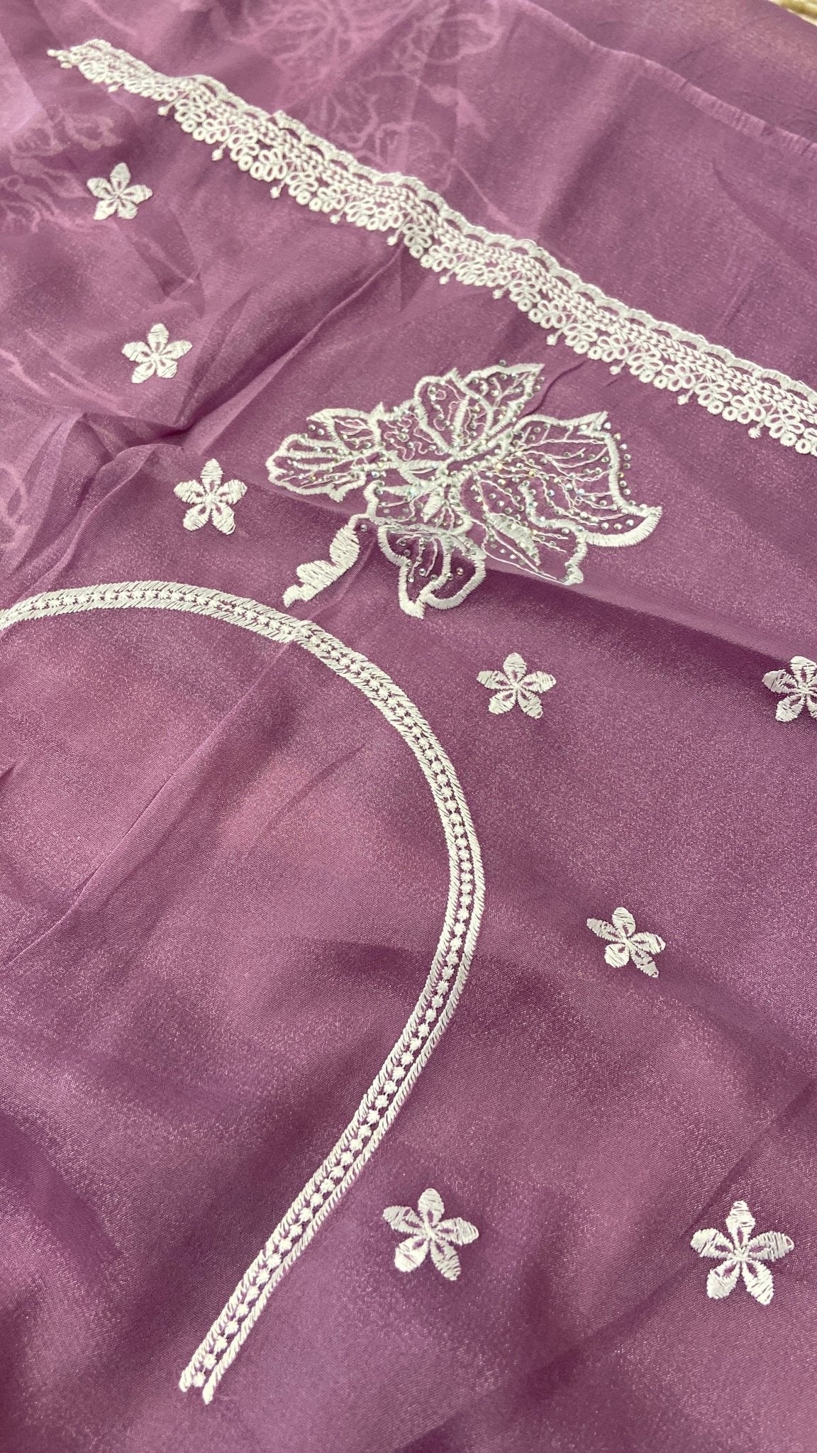 Premium Soft Organza Saree (Lavender) - Kanjeevaram Silk Mandir