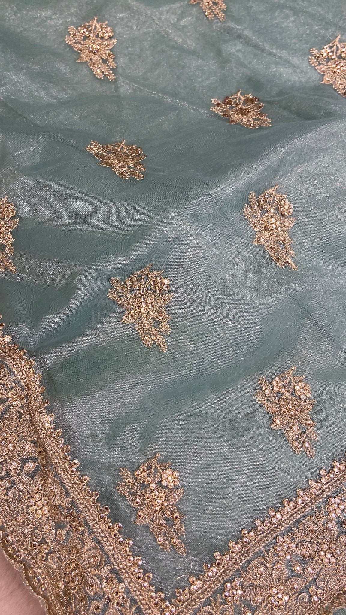 Premium Soft Organza Saree (Pastel Green) - Kanjeevaram Silk Mandir