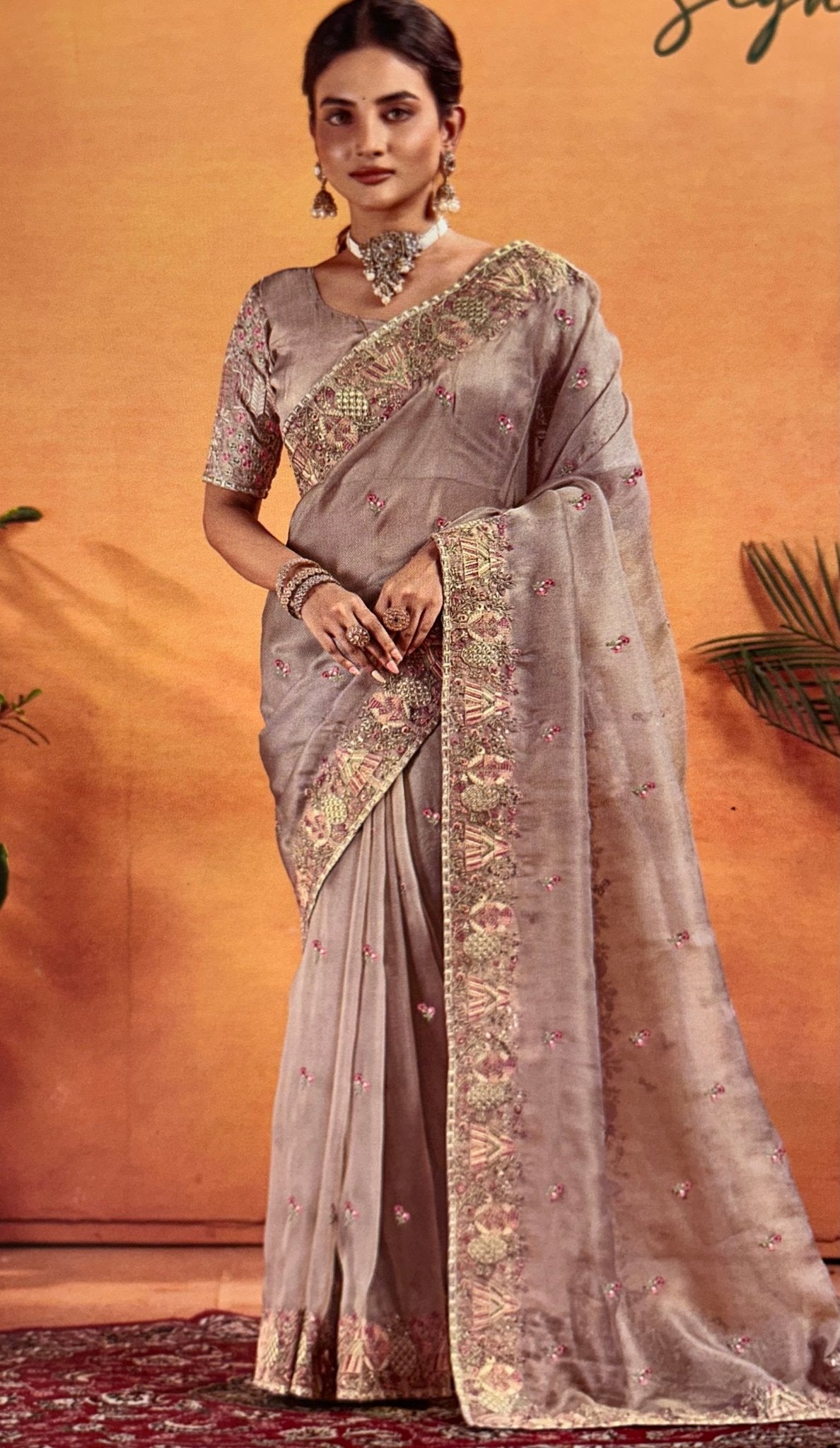 Premium soft tissue organza saree - Kanjeevaram Silk Mandir