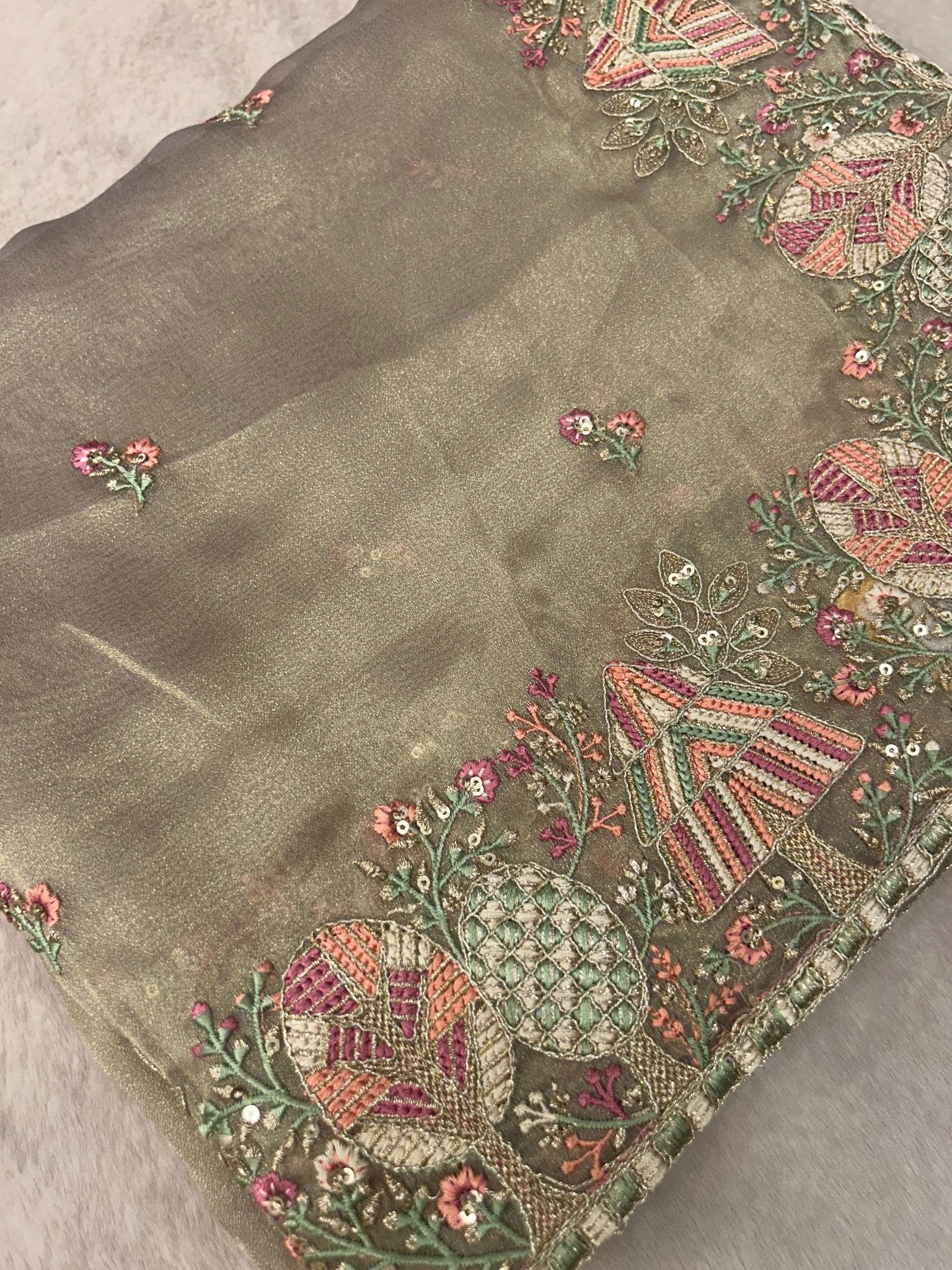Premium soft tissue organza saree - Kanjeevaram Silk Mandir