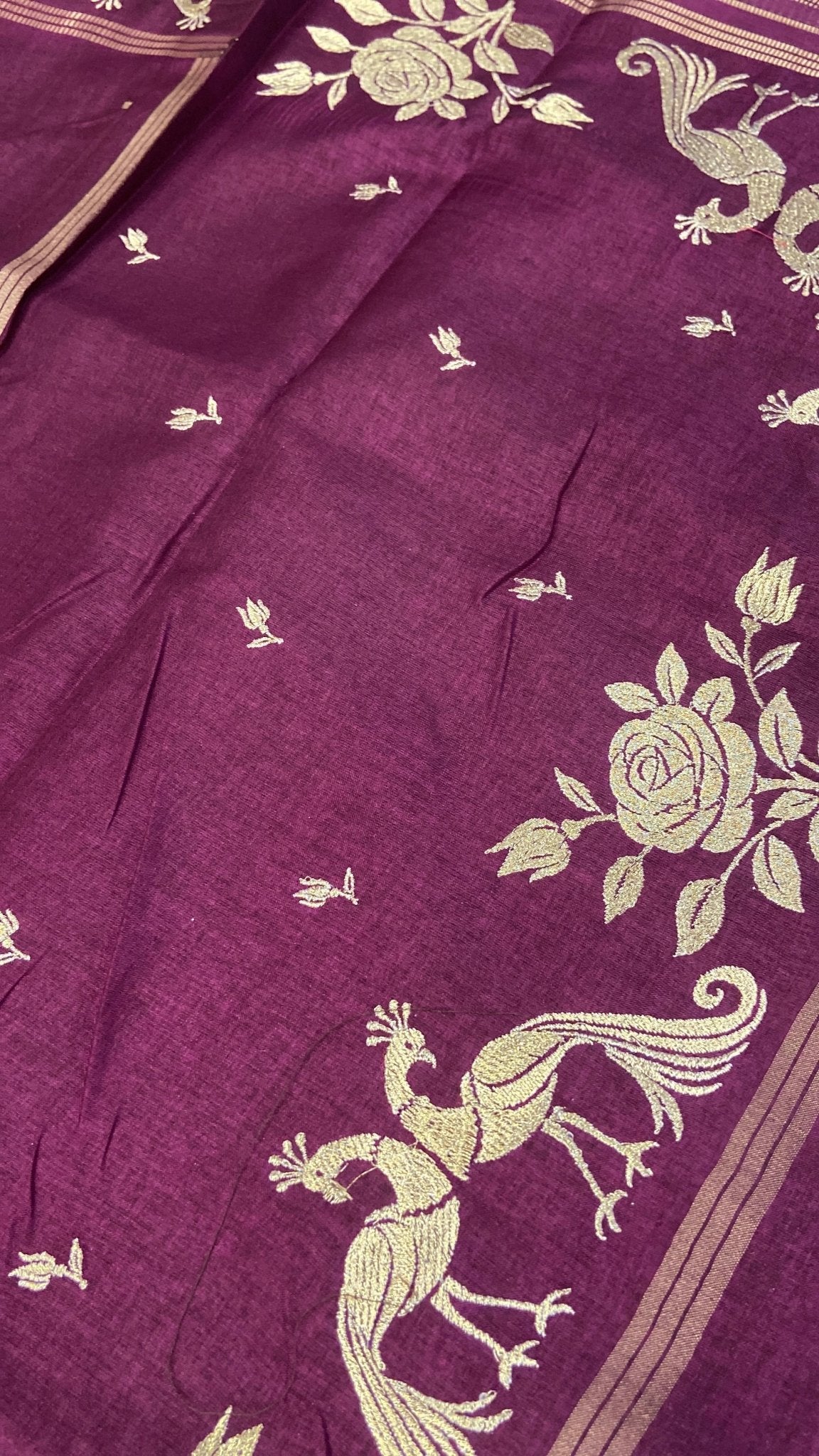 Premium Tassar embroidery Saree - Kanjeevaram Silk Mandir