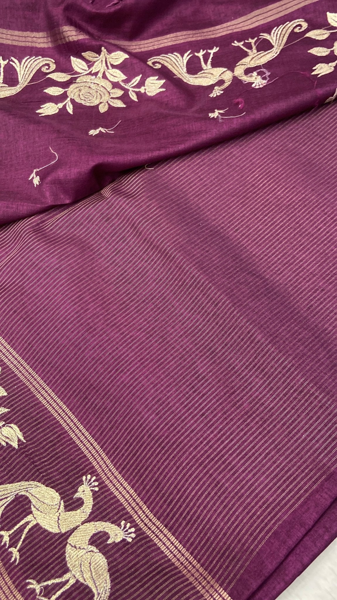 Premium Tassar embroidery Saree - Kanjeevaram Silk Mandir
