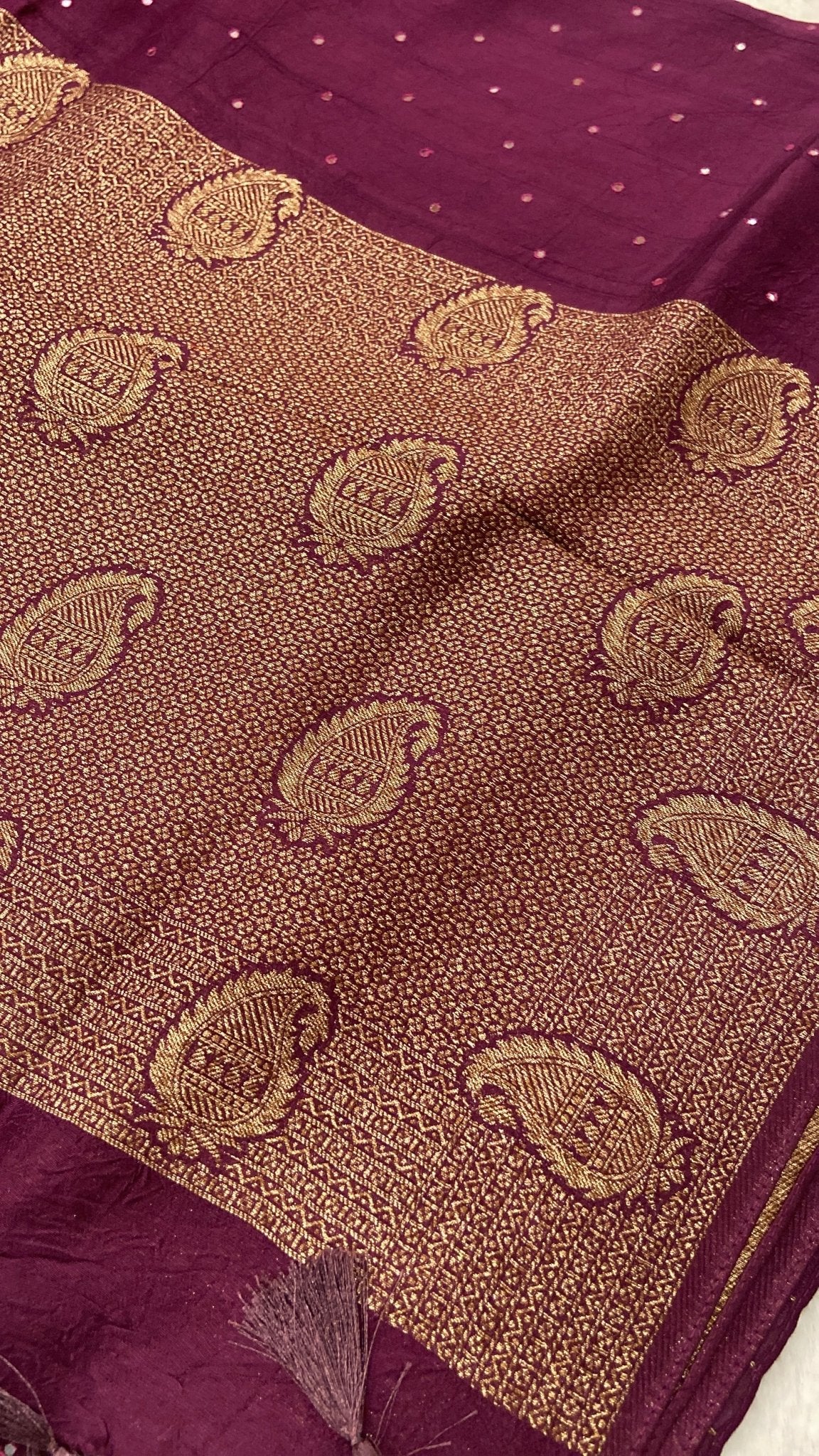 Premium Tassar Silk Saree With Mirror Work - Kanjeevaram Silk Mandir