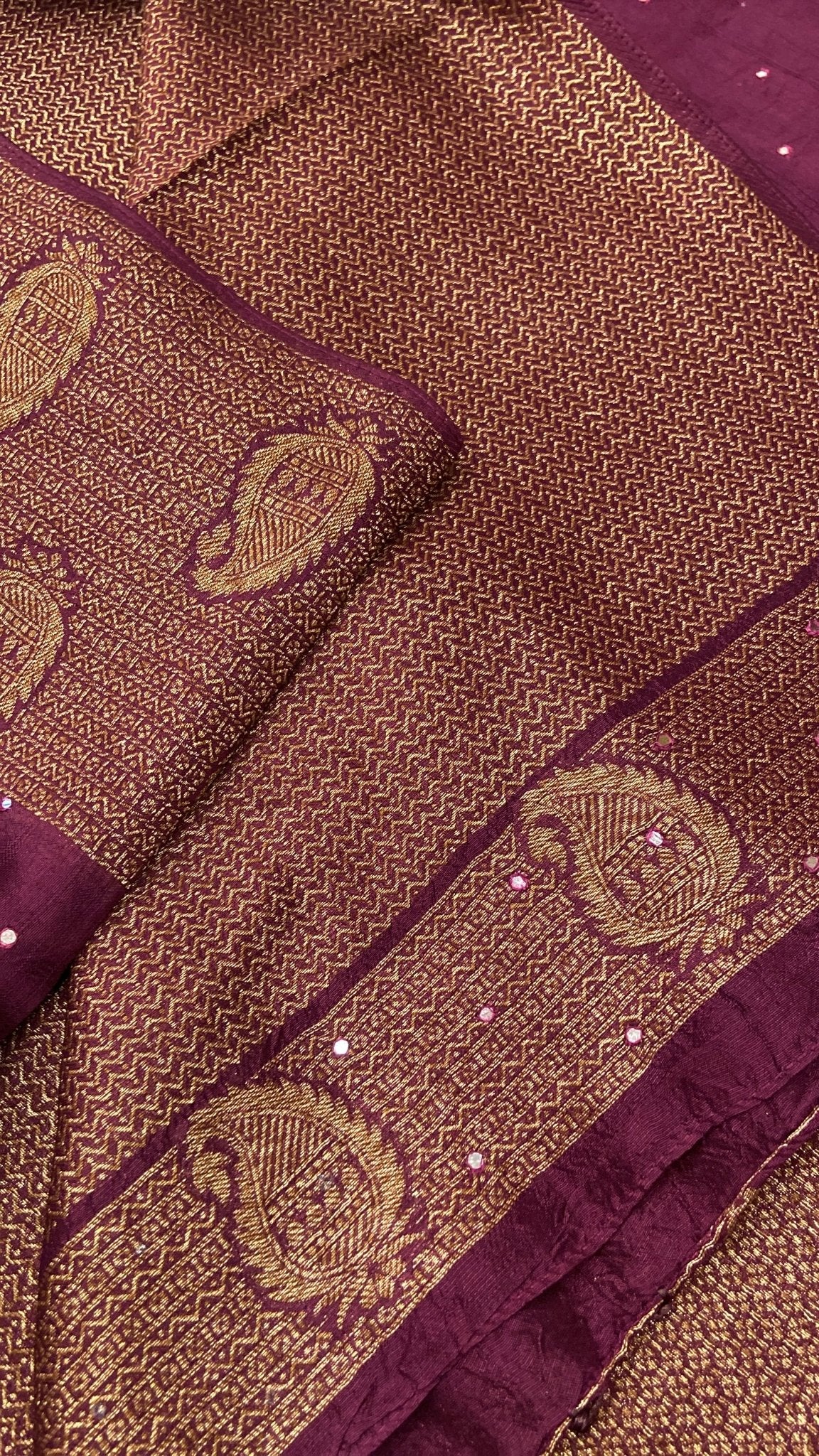 Premium Tassar Silk Saree With Mirror Work - Kanjeevaram Silk Mandir