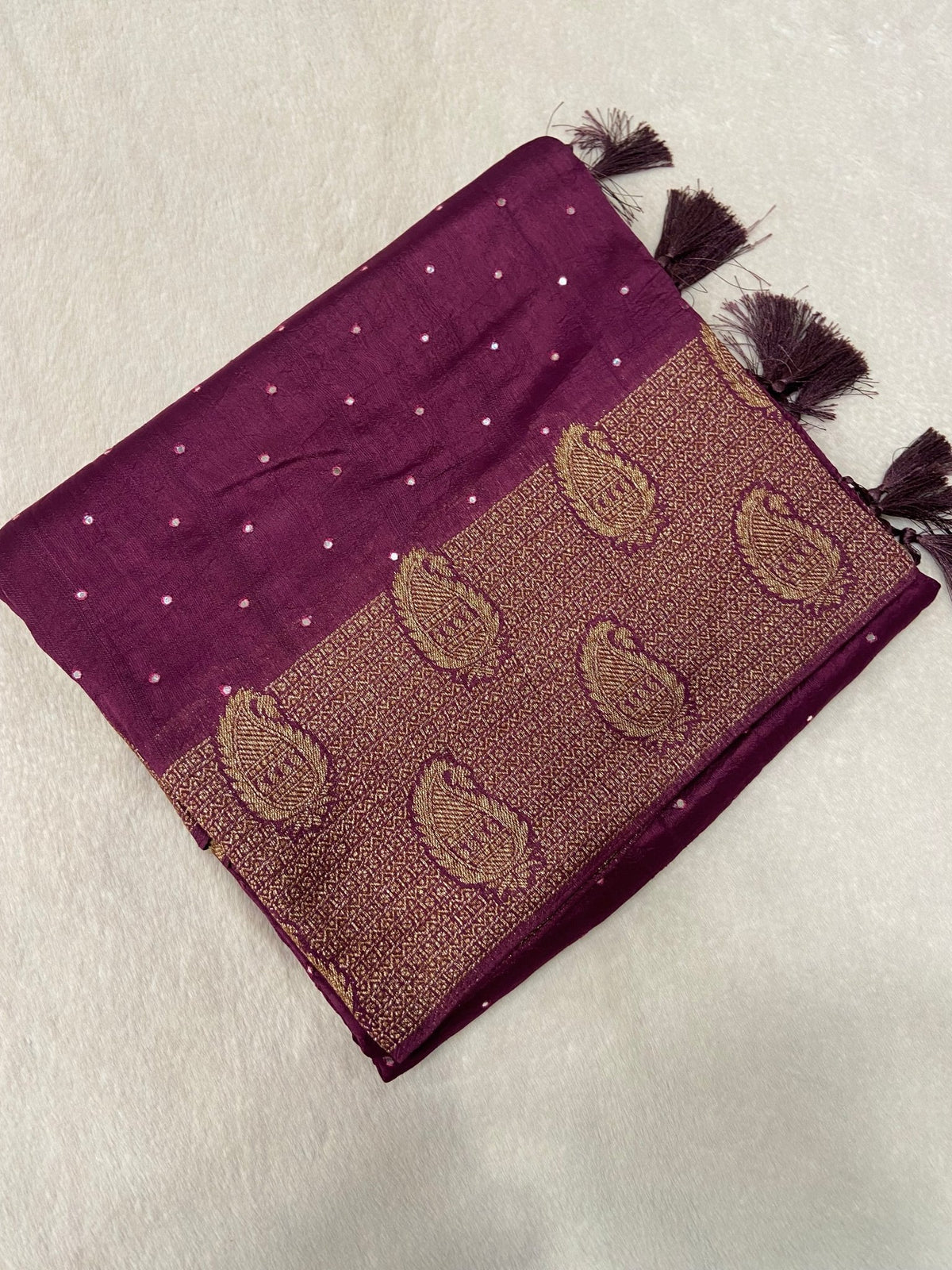 Premium Tassar Silk Saree With Mirror Work - Kanjeevaram Silk Mandir