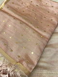 Premium Tassar With Sequins Work (peach) - Kanjeevaram Silk Mandir