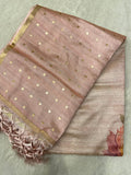 Premium Tassar With Sequins Work (peach) - Kanjeevaram Silk Mandir