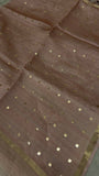 Premium Tassar With Sequins Work (peach) - Kanjeevaram Silk Mandir
