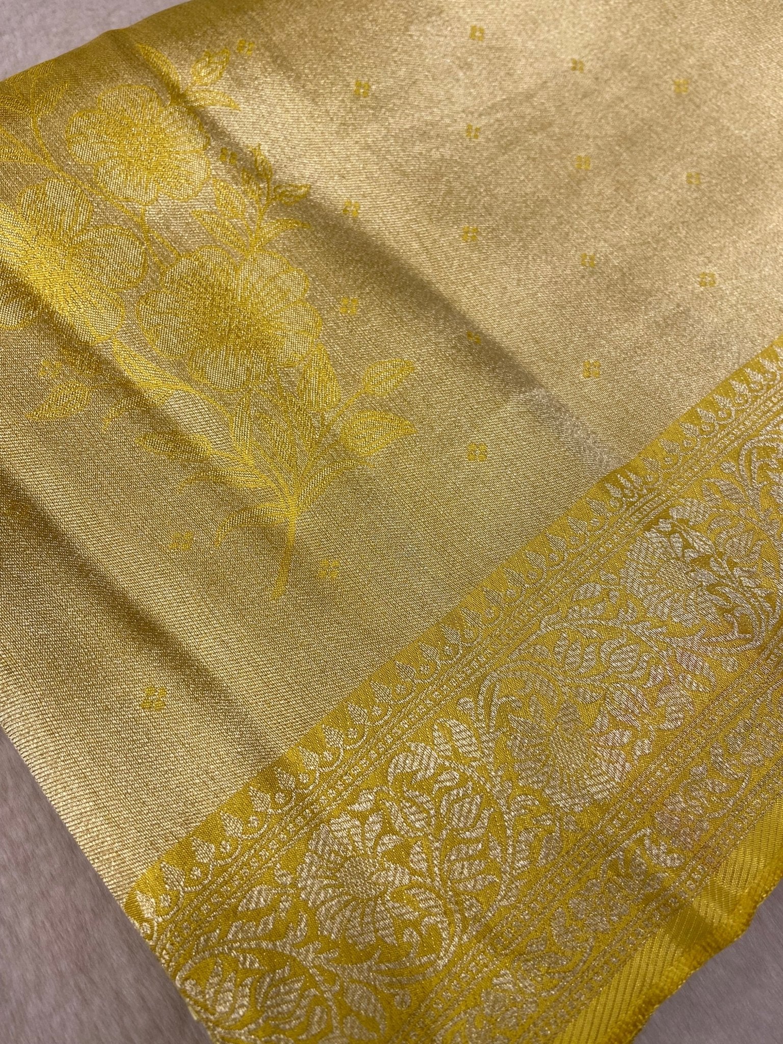 Premium Tissue Crepe Silk Saree💛 - Kanjeevaram Silk Mandir