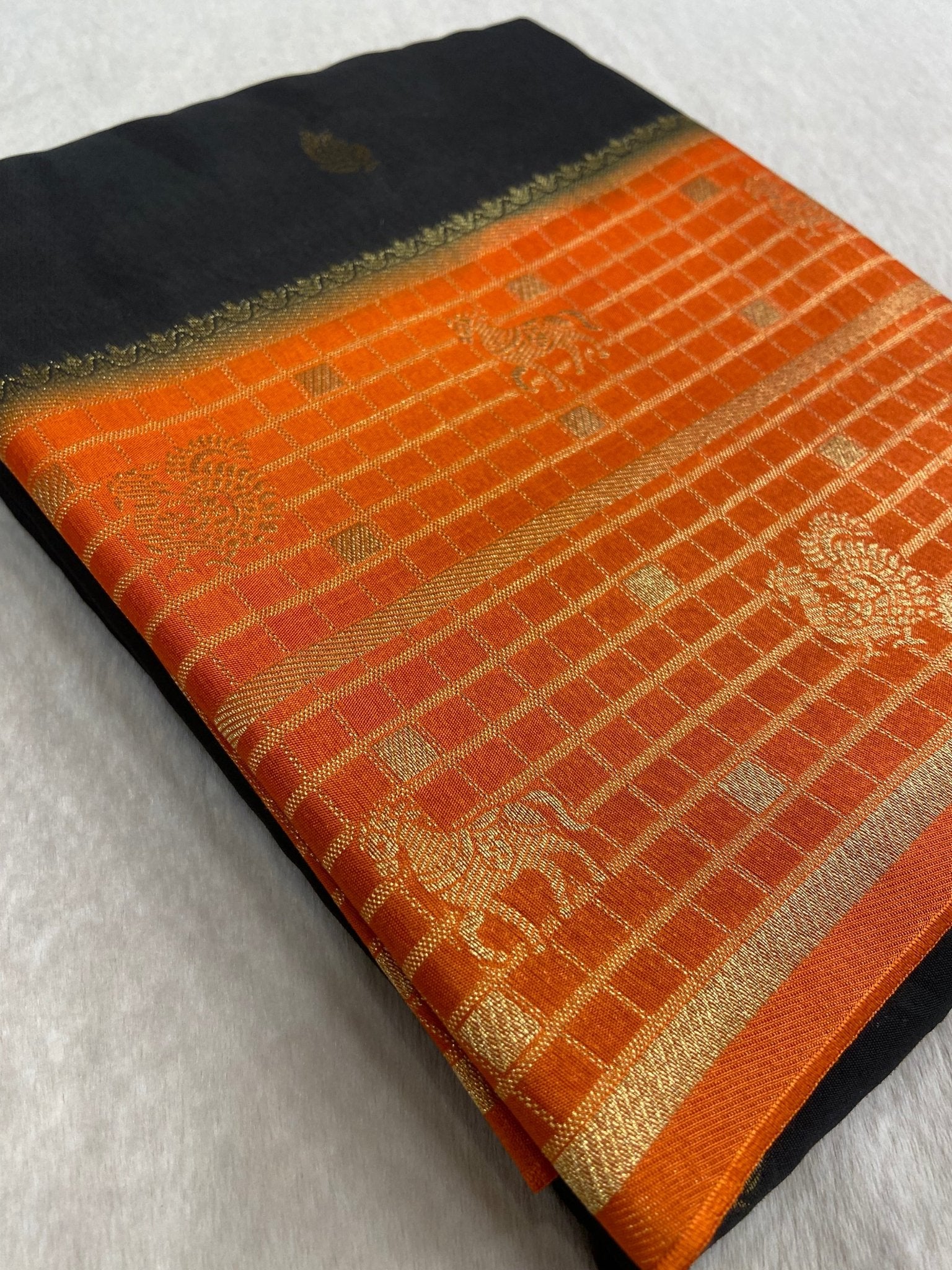 Premium Viscose Crepe Saree🖤 - Kanjeevaram Silk Mandir