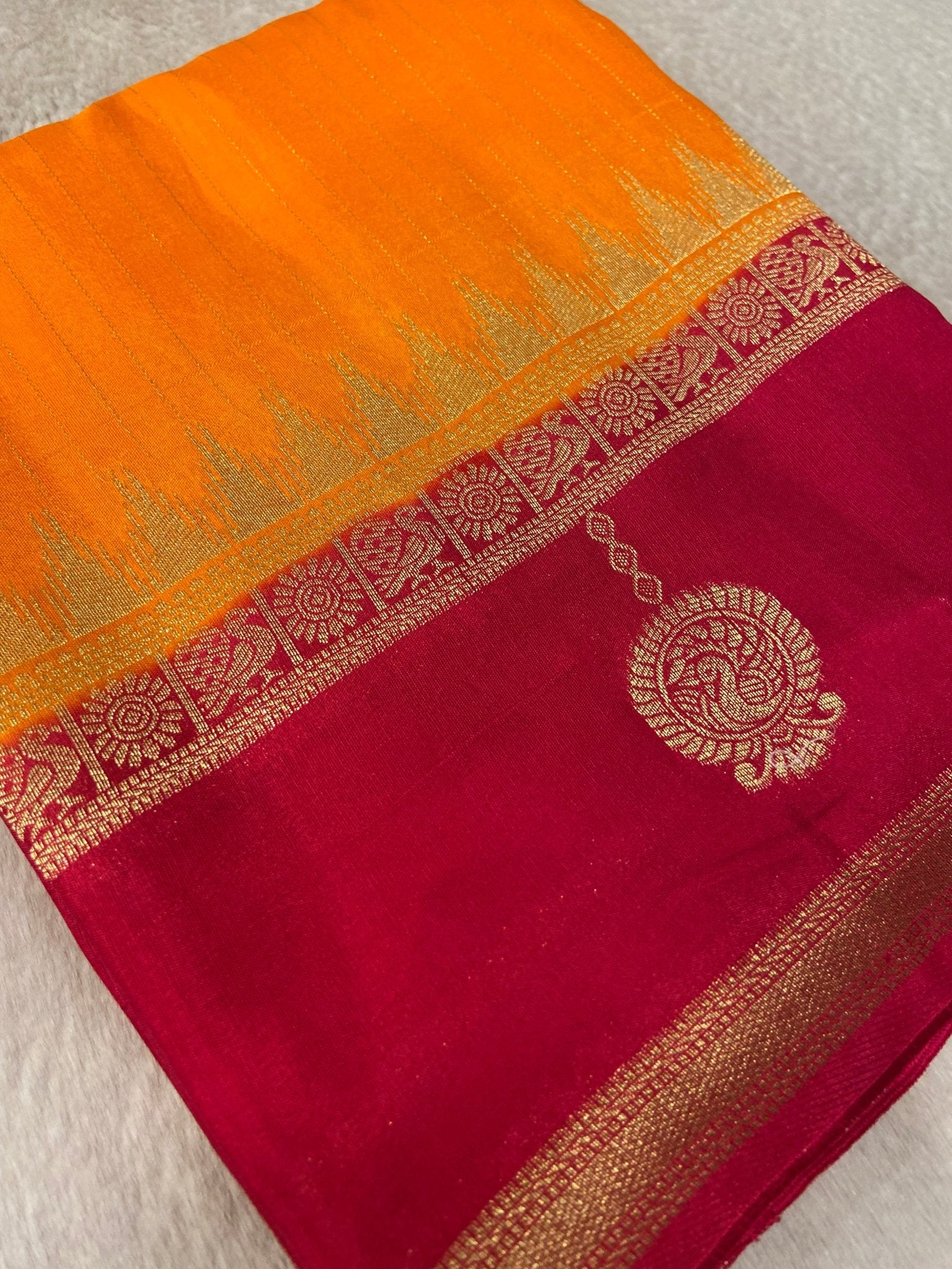 Premium Viscose Crepe Saree - Kanjeevaram Silk Mandir