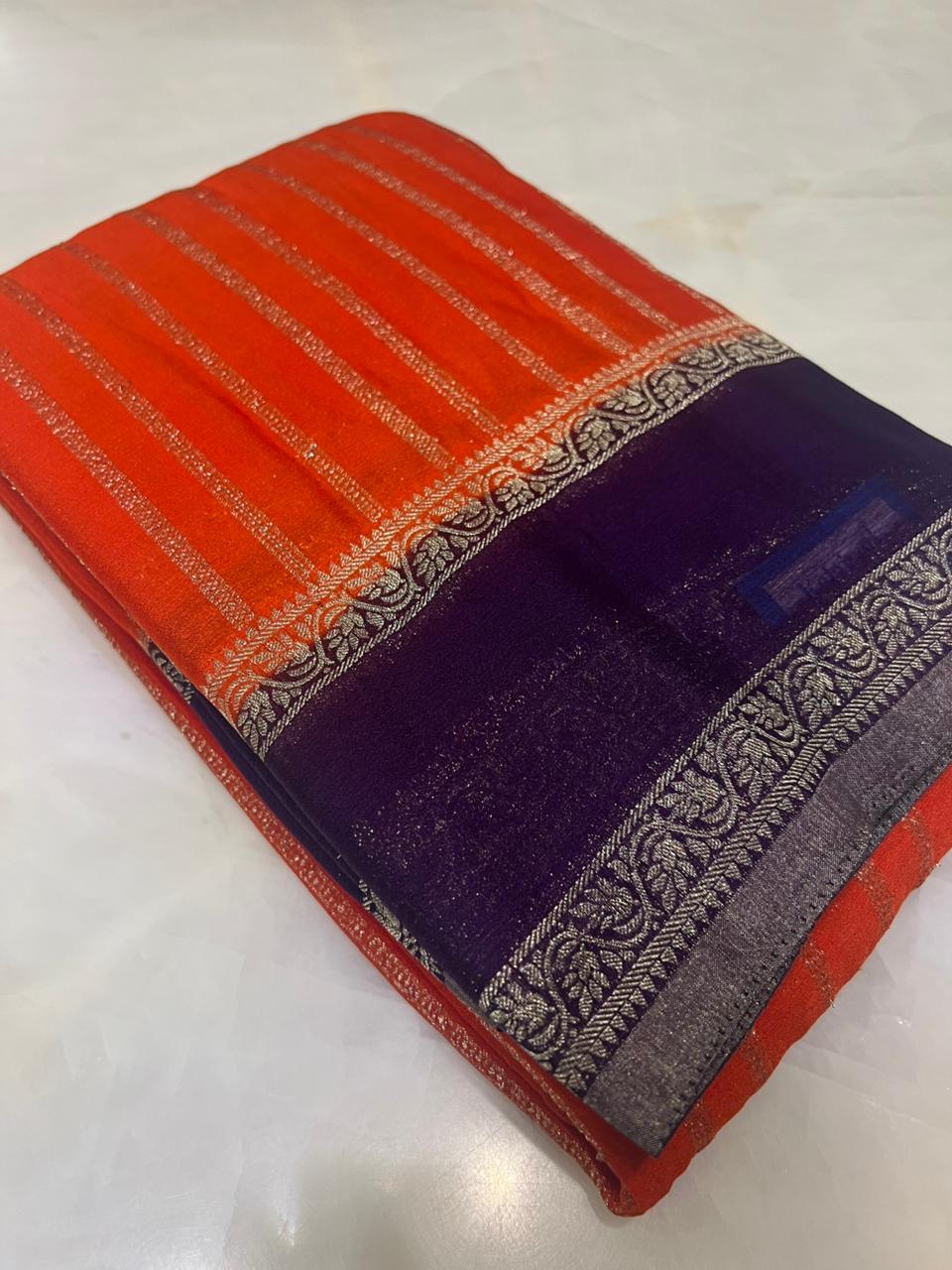 Premium wrinkle crepe silk saree - Kanjeevaram Silk Mandir