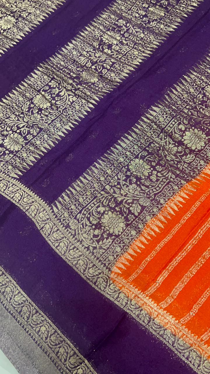 Premium wrinkle crepe silk saree - Kanjeevaram Silk Mandir