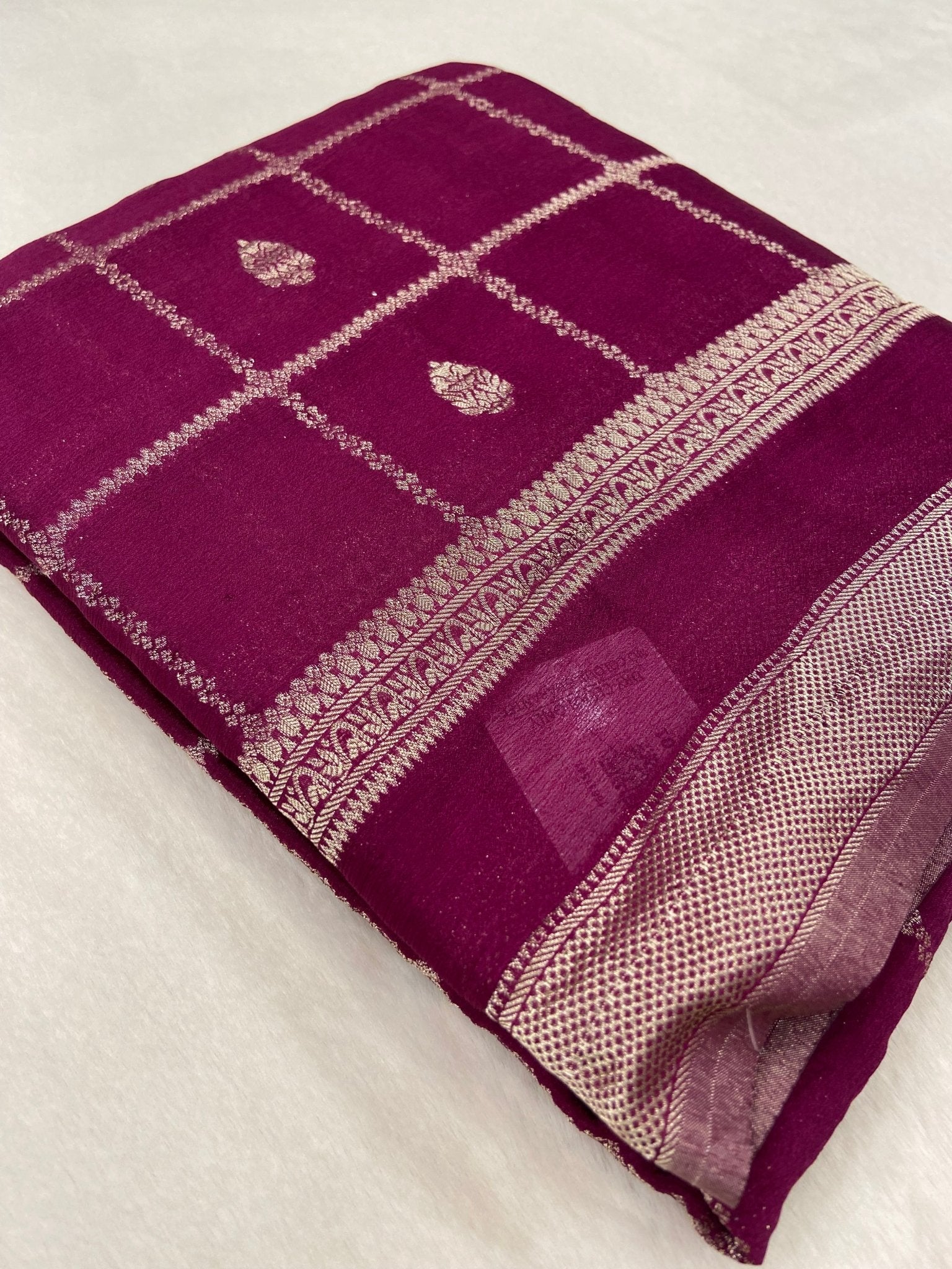 Premium wrinkle Georgette (Wine) - Kanjeevaram Silk Mandir