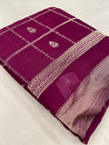 Premium wrinkle Georgette (Wine) - Kanjeevaram Silk Mandir